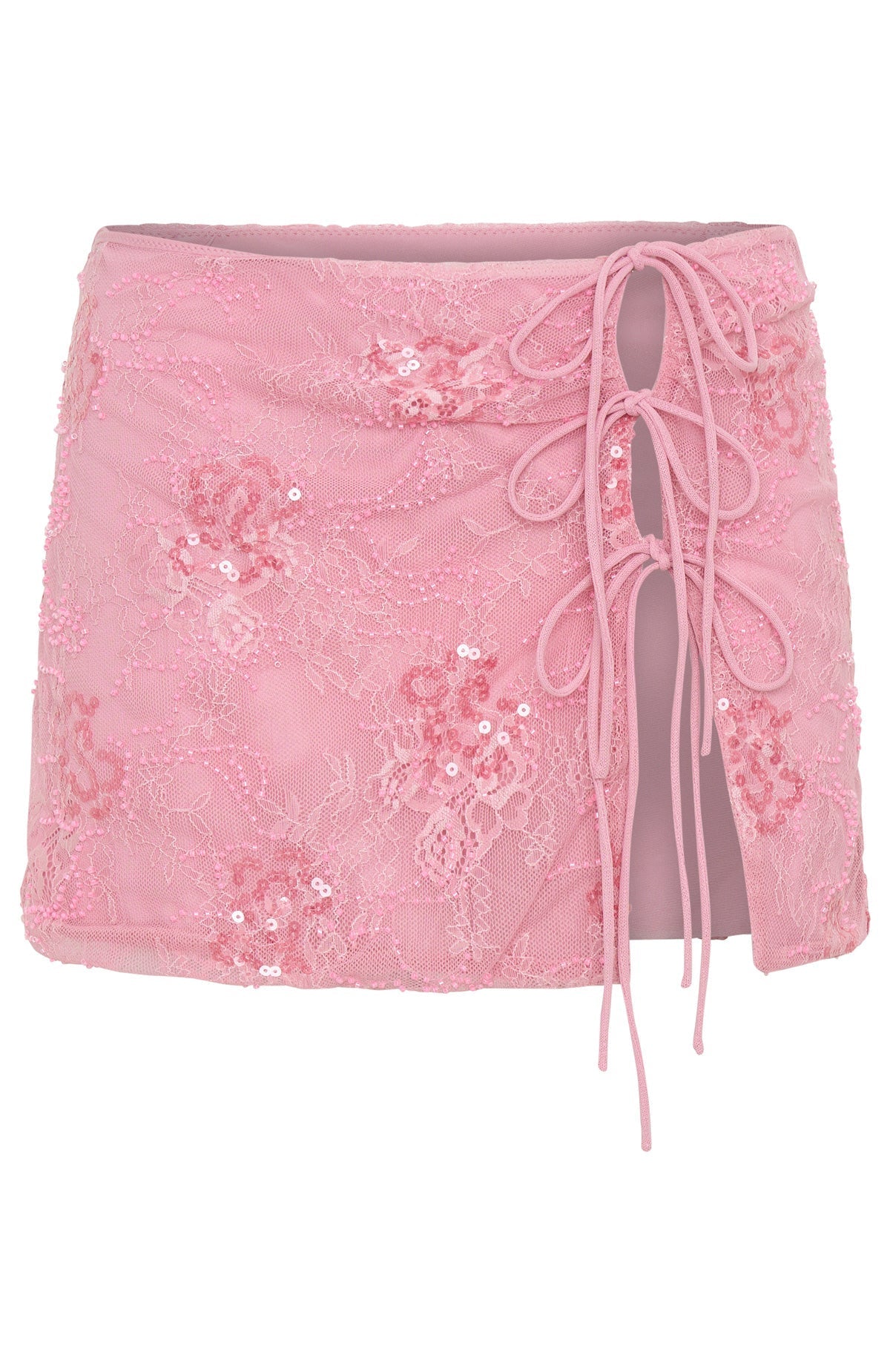 White Fox Goddess You Sequin Mini Skirt Pink