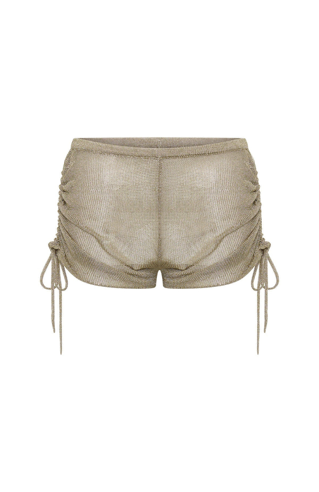 White Fox Just Out Here Knit Booty Shorts Gold