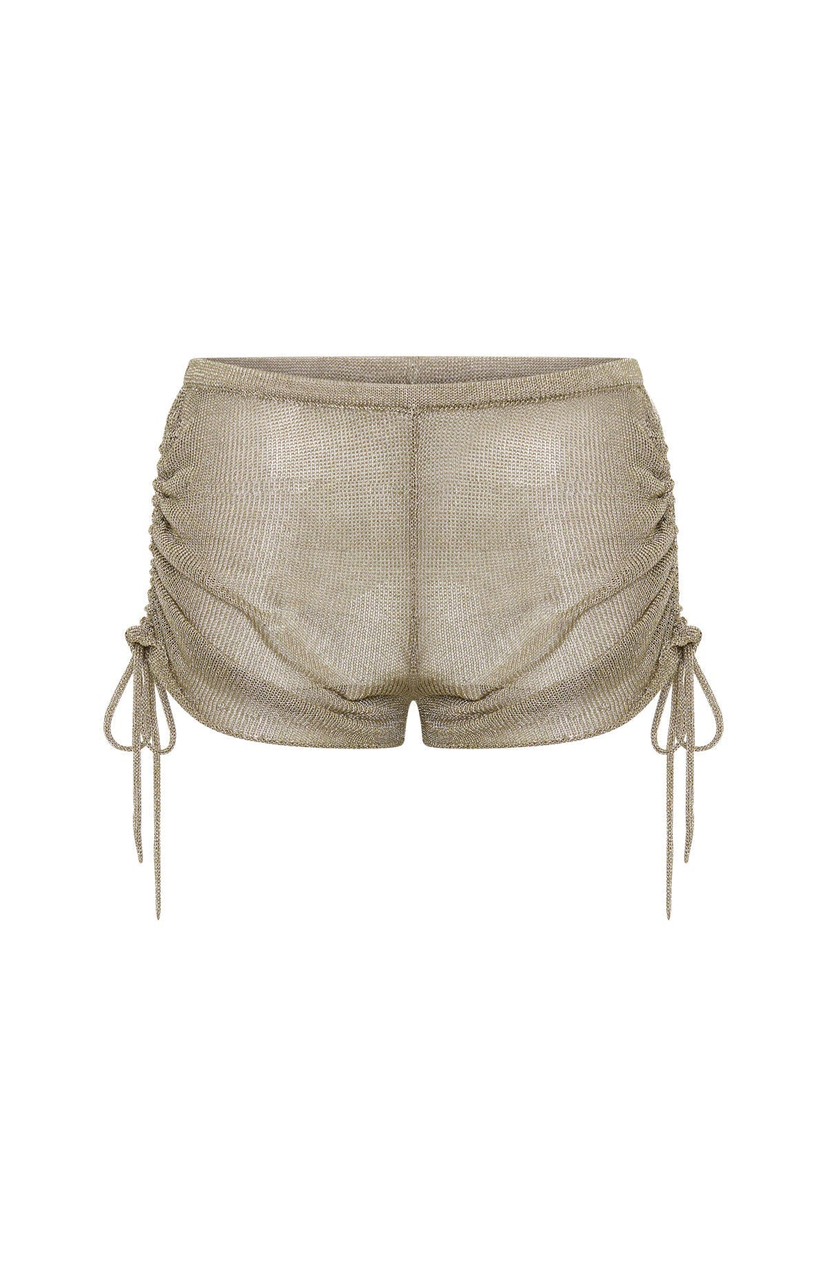 White Fox Just Out Here Knit Booty Shorts Gold