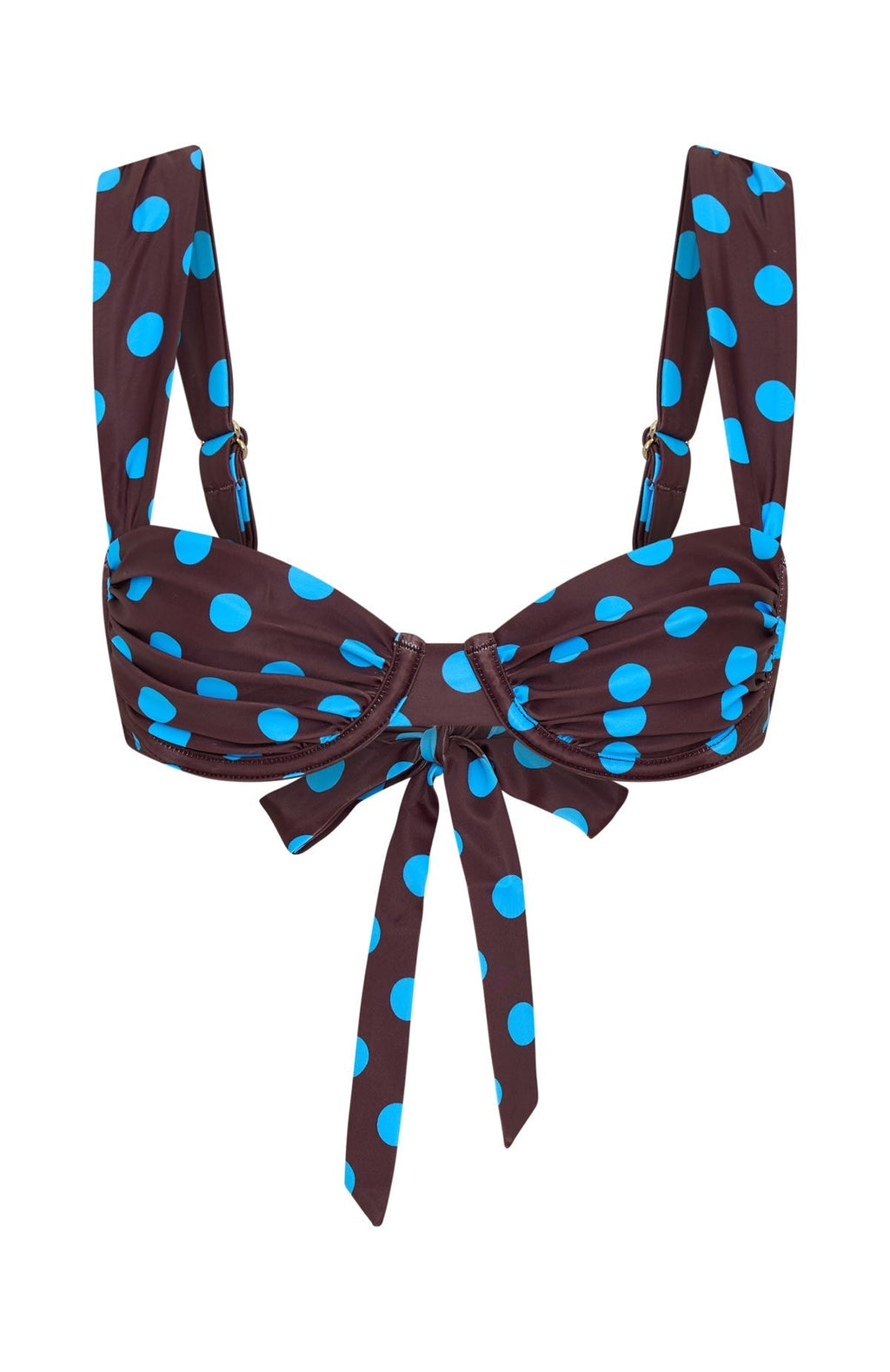 White Fox Balia Bikini Top Cocoa Blue Polka Dot