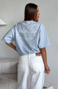 White Fox At Second Glance Oversized Tee Light Blue