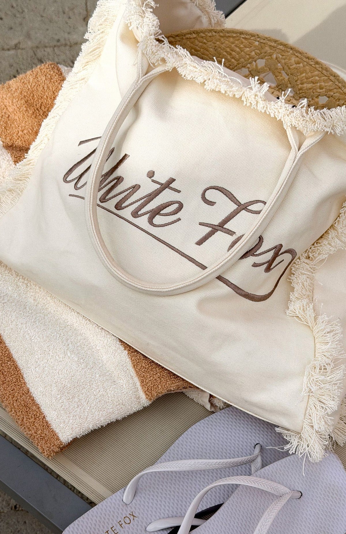 White Fox Addyson Beach Tote Bag Cream
