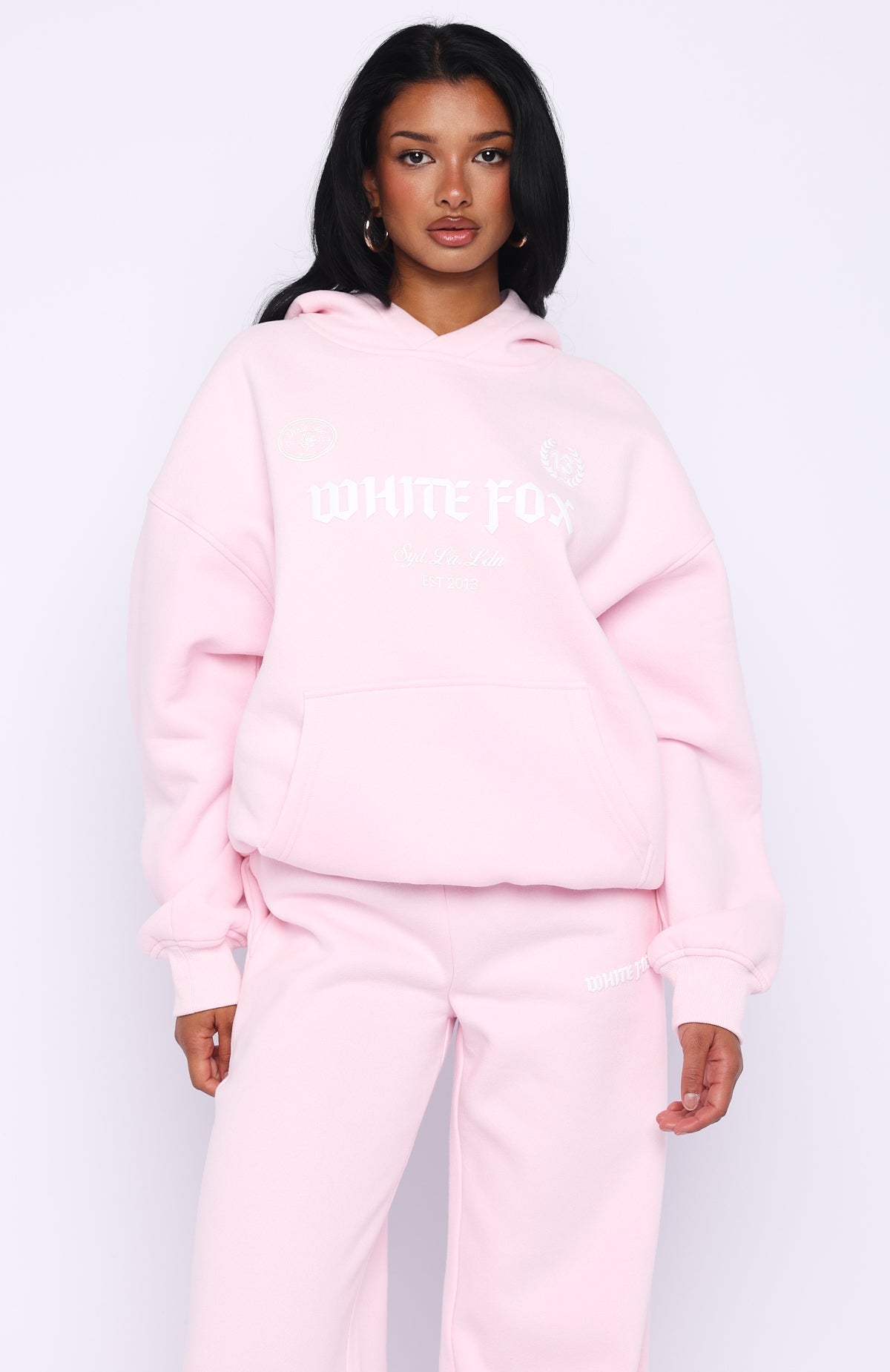 White Fox Vibe Too High Oversized Hoodie Pink