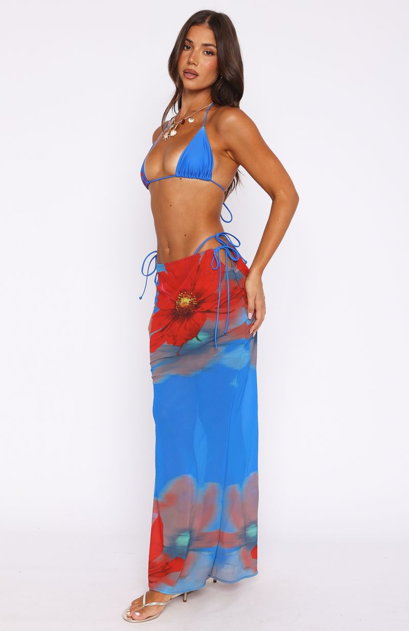 White Fox Luminous Maxi Skirt Sapphire Bloom