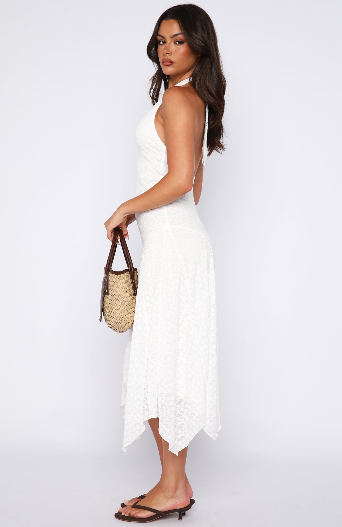 White Fox Crazy Little Thing Halter Midi Dress White