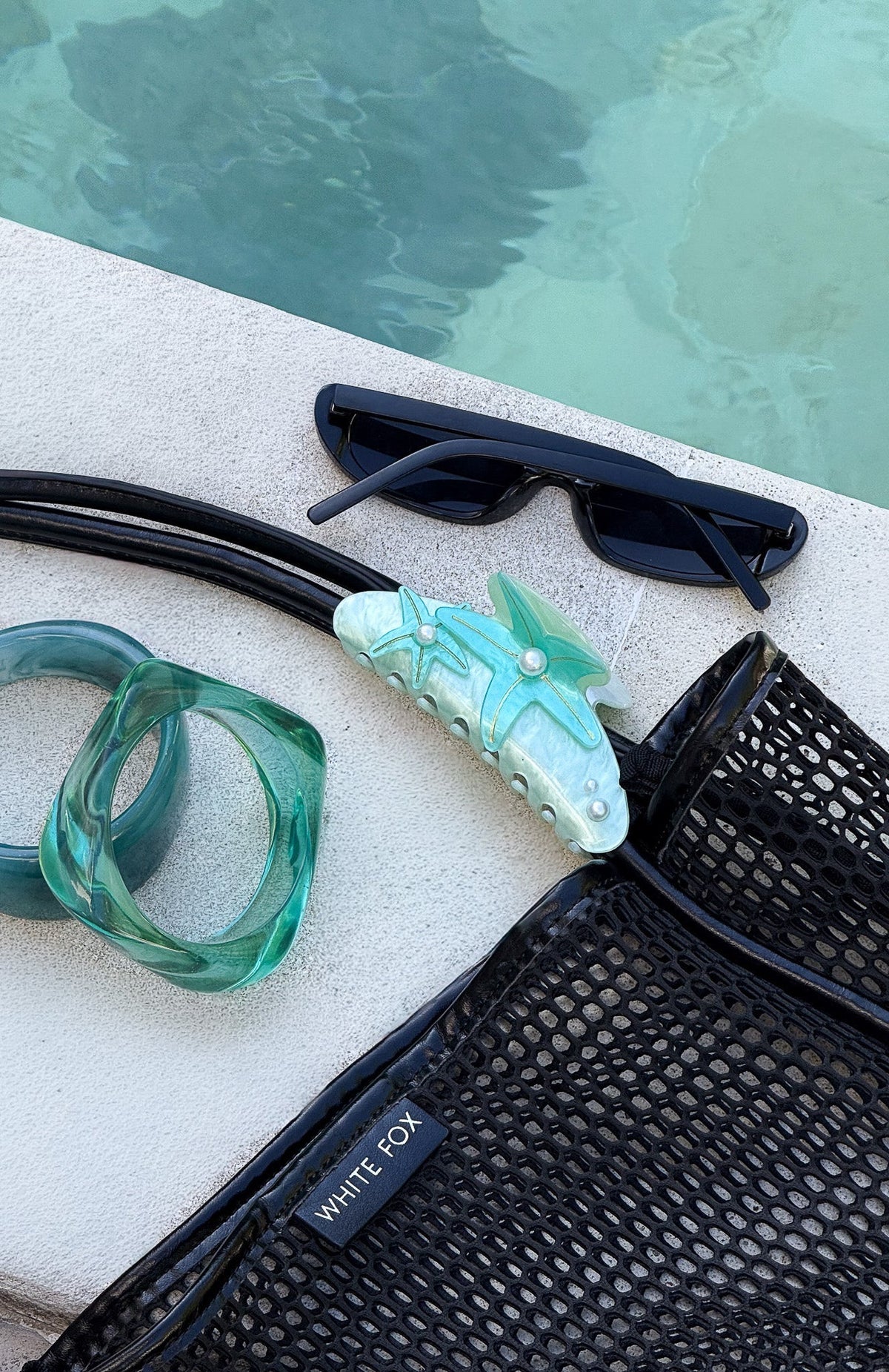 White Fox Egon Hair Clip Aqua