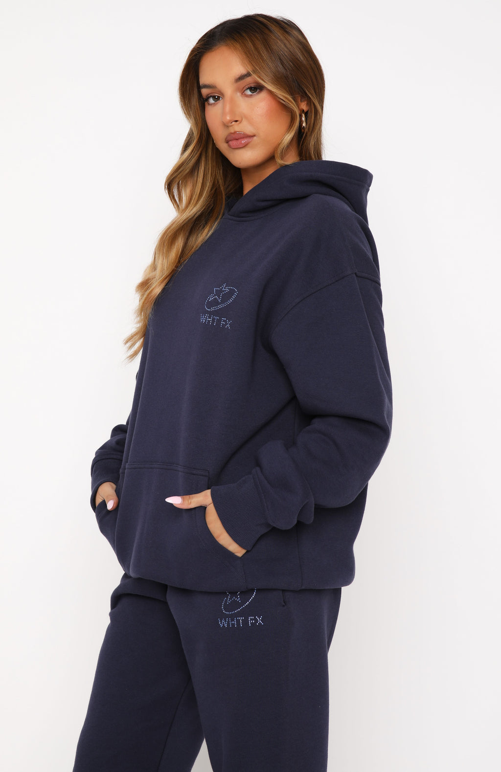 White Fox Always Shining Oversized Hoodie Navy