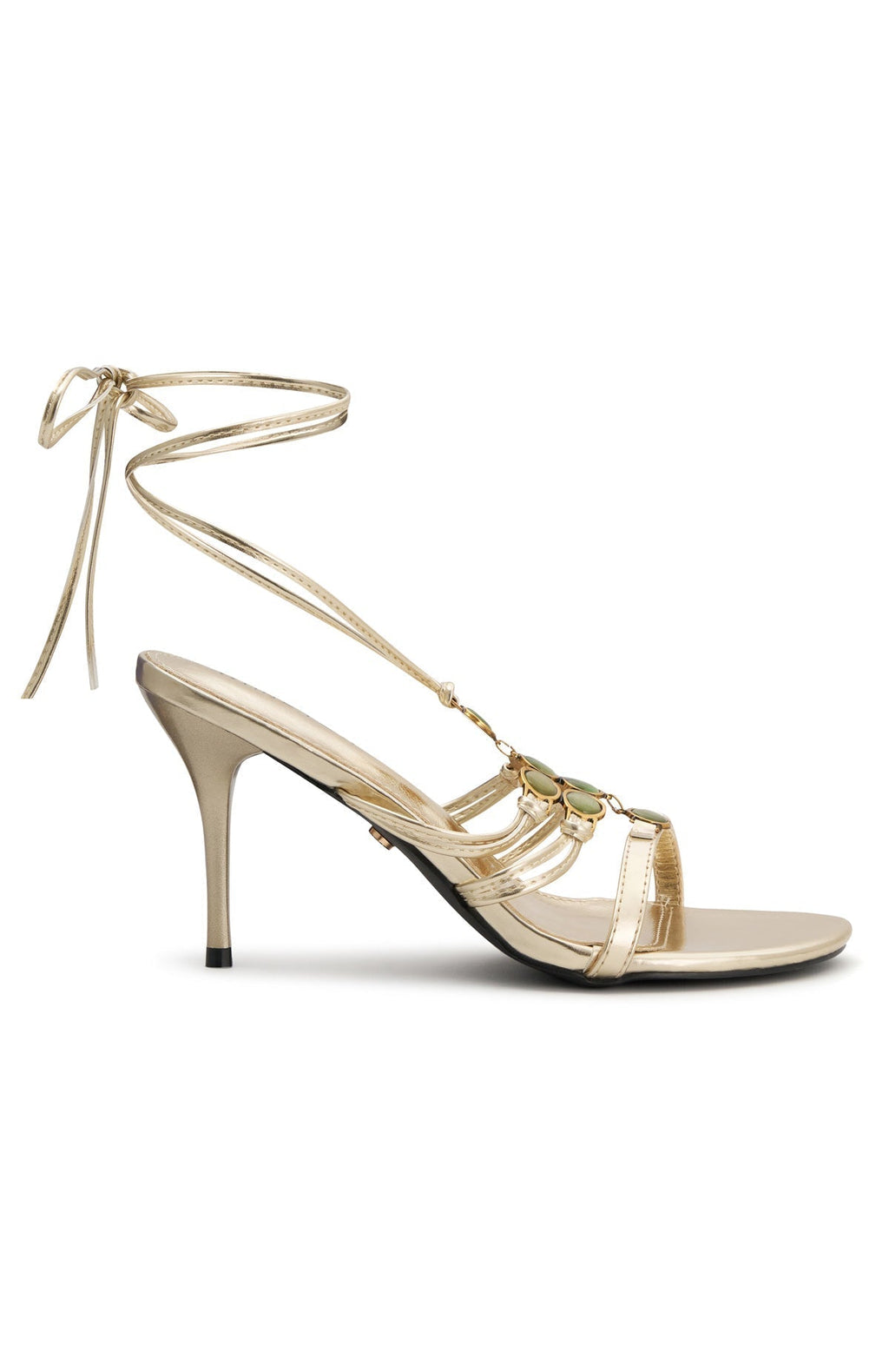 White Fox Giana Beaded Wrap Heels Champagne/Lime