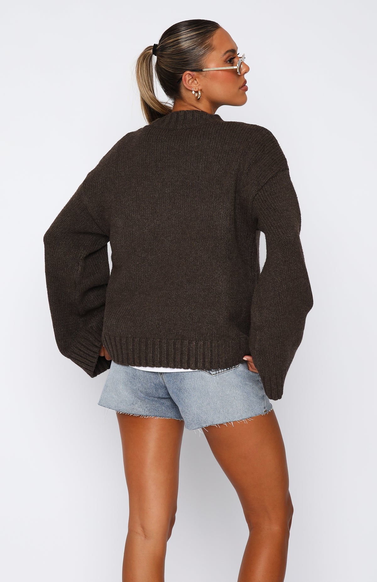 White Fox Winter's Chill Knit Sweater Chocolate