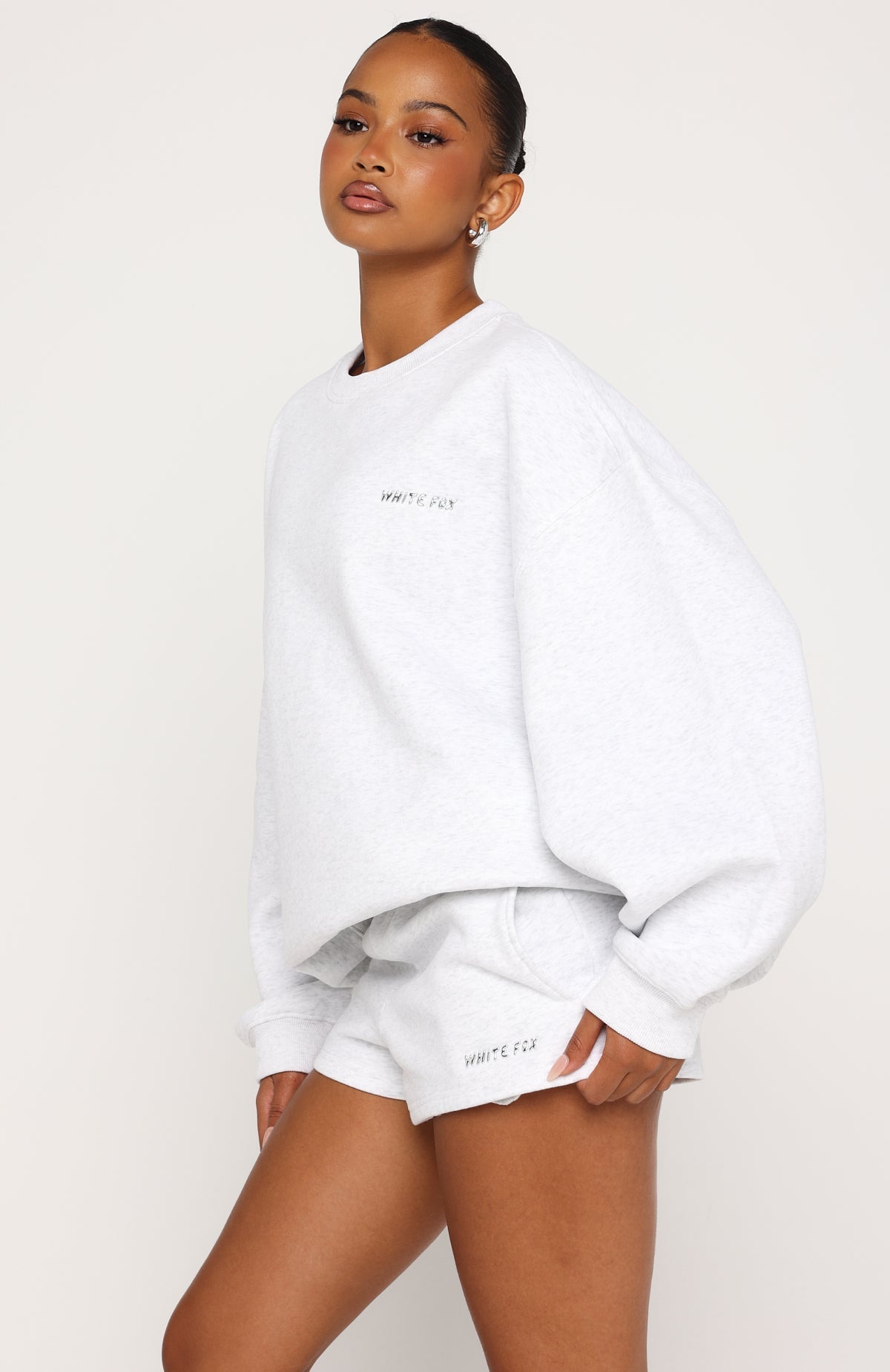 White Fox Test Drive Oversized Sweater Grey Marle