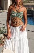 White Fox Own The Night Beaded Top Green