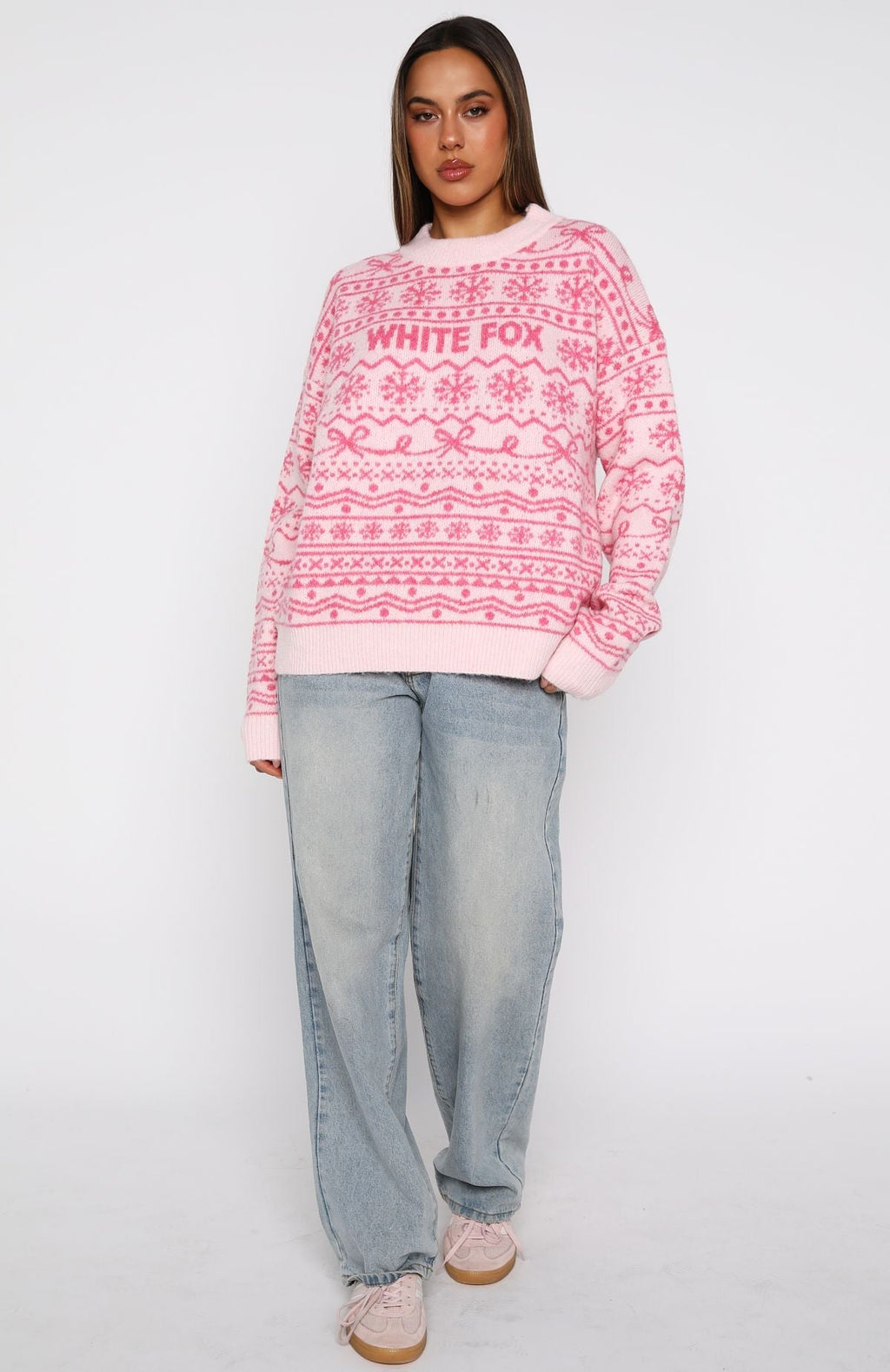 White Fox Arctic Fire Knit Sweater Baby Pink