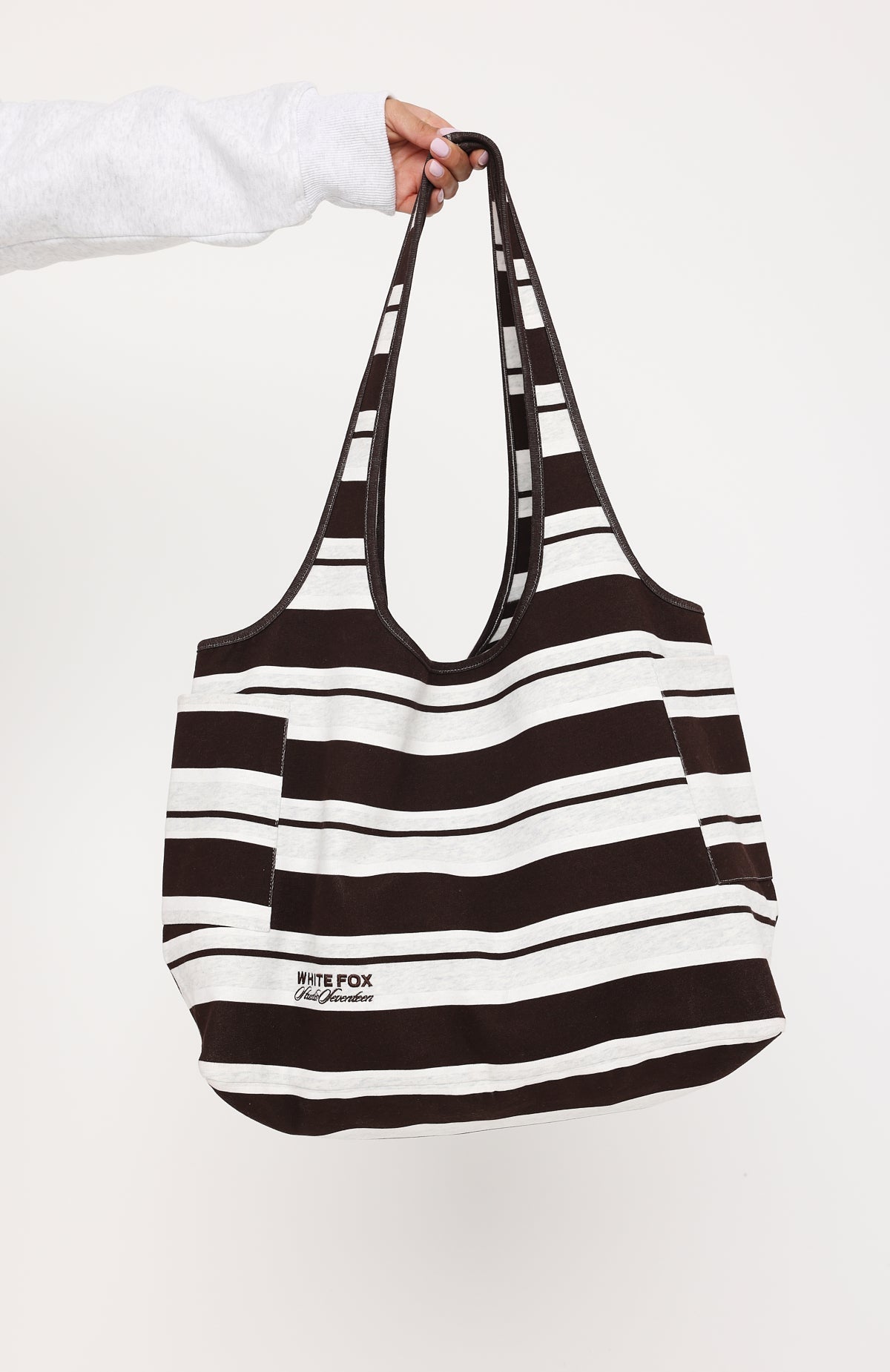 White Fox Studio 17 Jules Shoulder Bag Grey Marle Stripe
