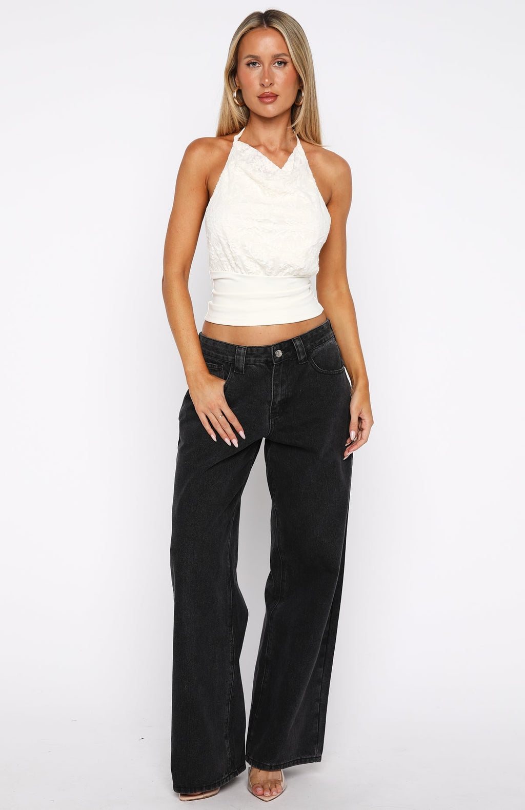 White Fox Always Thinking Halter Top Cream