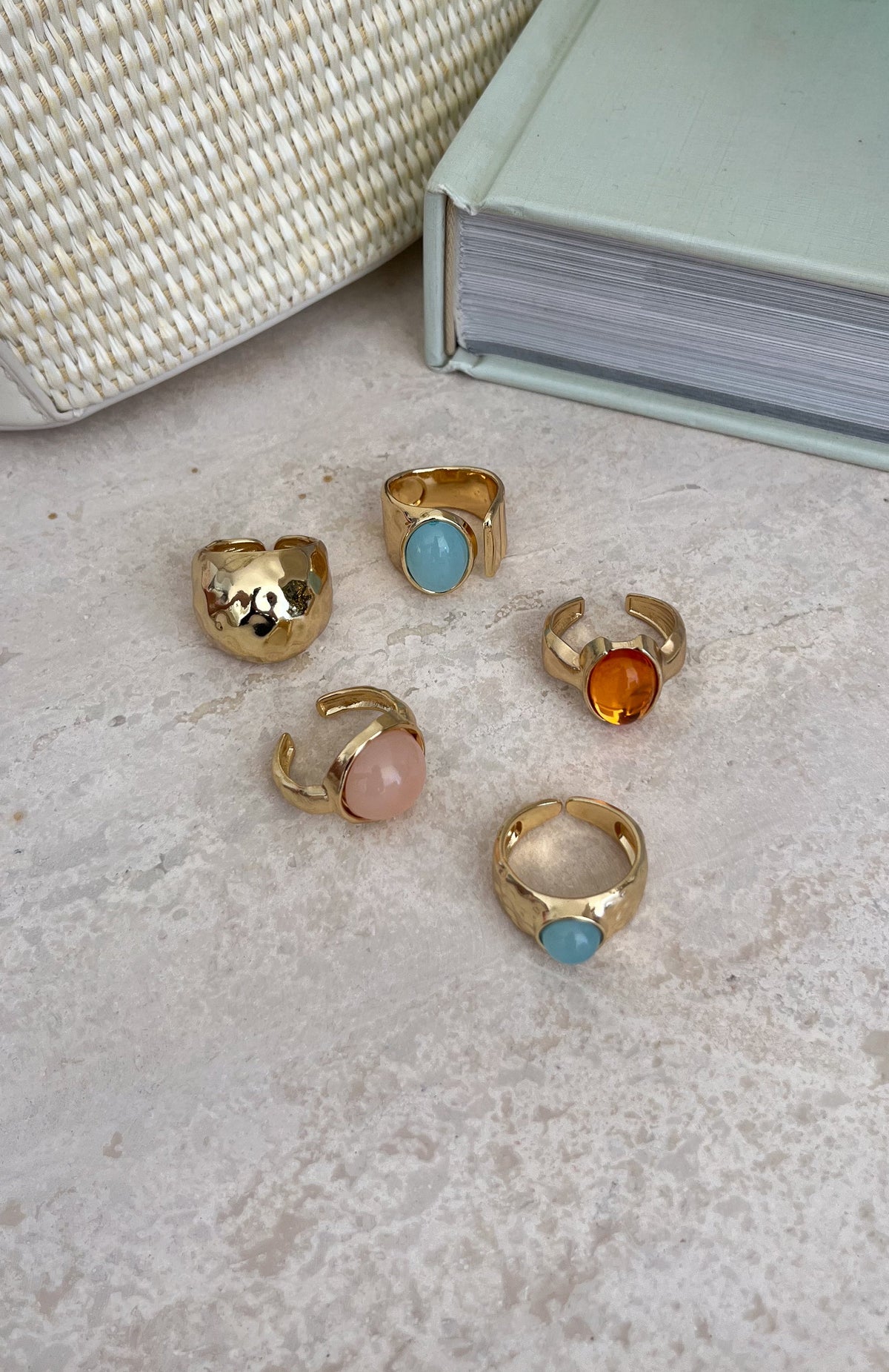 White Fox Emely Ring Set Gold/Multi