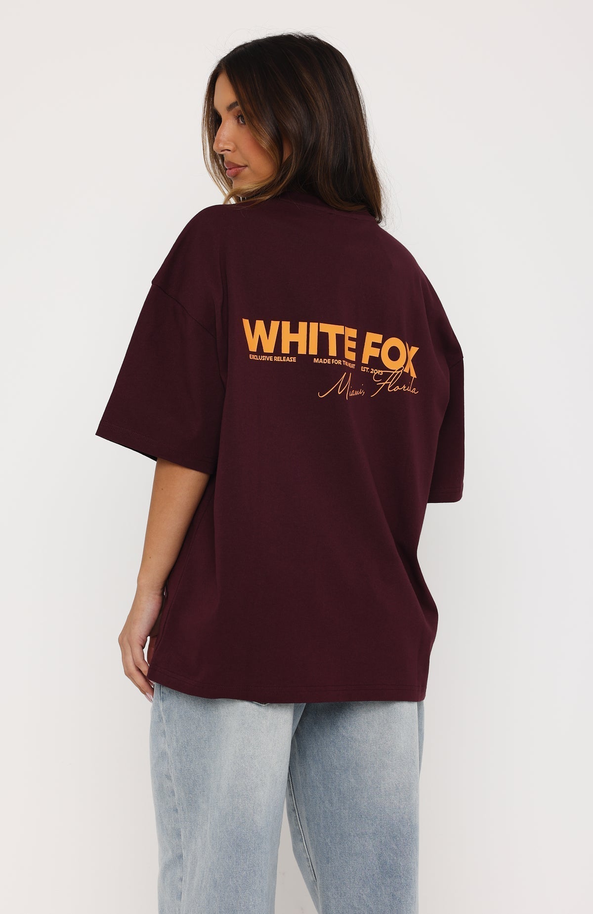 White Fox Give It Time Oversized Tee Plum