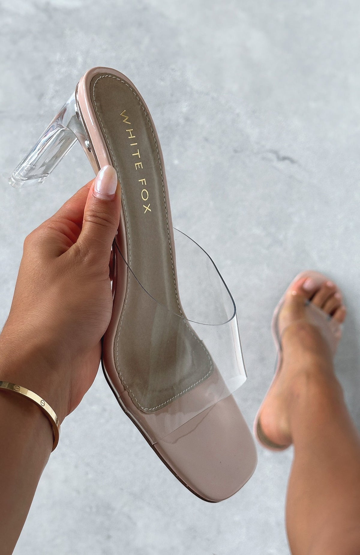 White Fox Celeste Mules Clear