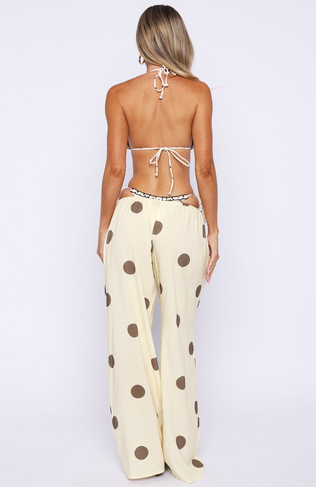 White Fox Tropic Muse Pants Cream/Choc Polka Dot