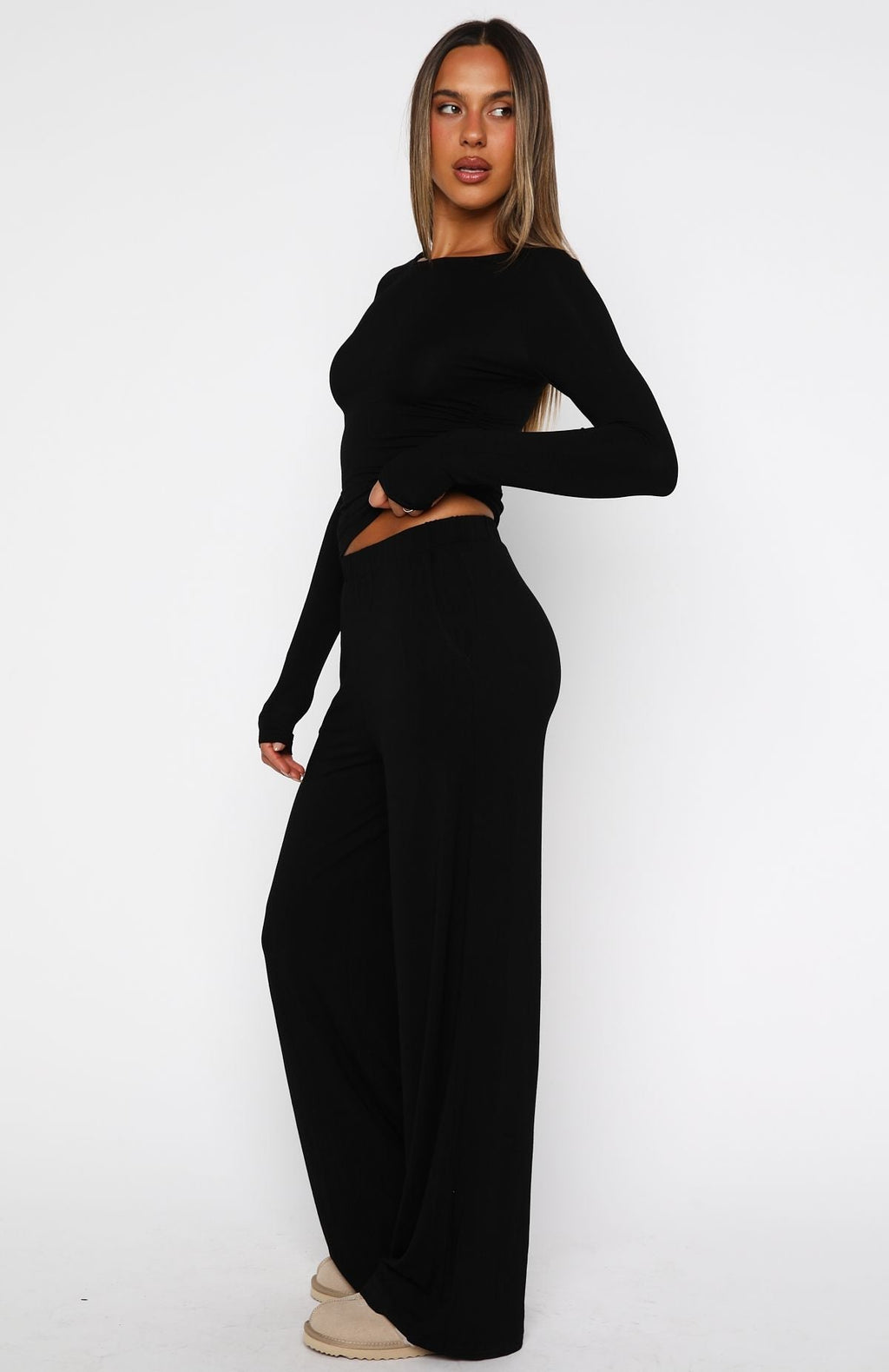 White Fox Softly Slumbering Pyjama Set Black