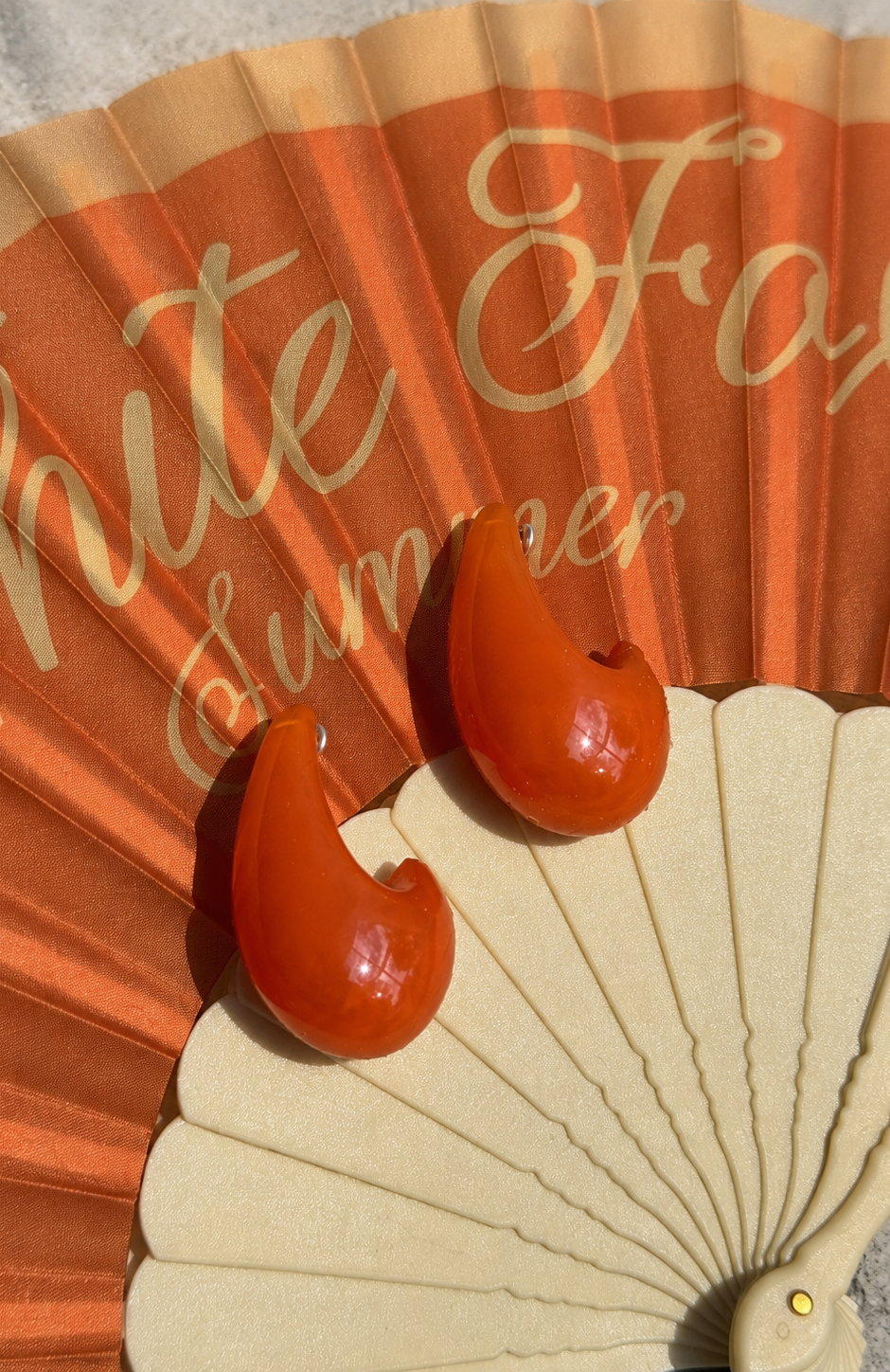 White Fox Storm Earrings Orange