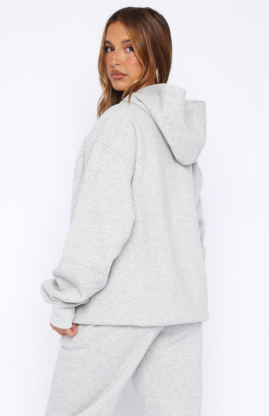 White Fox Core Classic Oversized Hoodie Dark Grey Marle