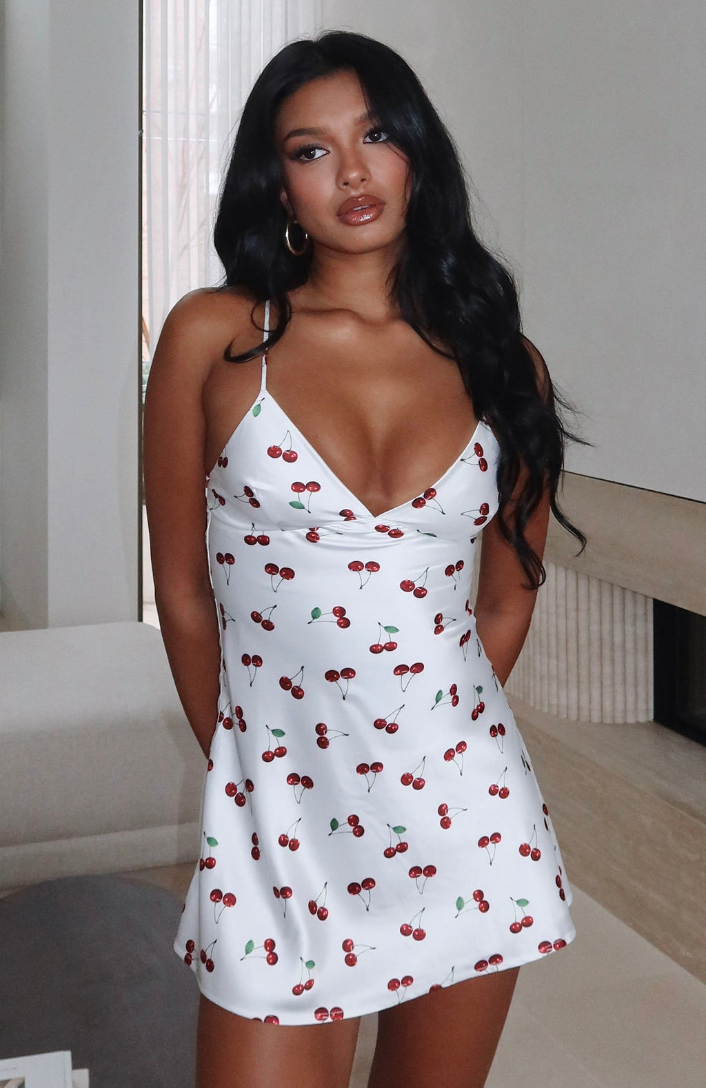 White Fox Let's Get Going Mini Dress Cherry