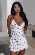 White Fox Let's Get Going Mini Dress Cherry