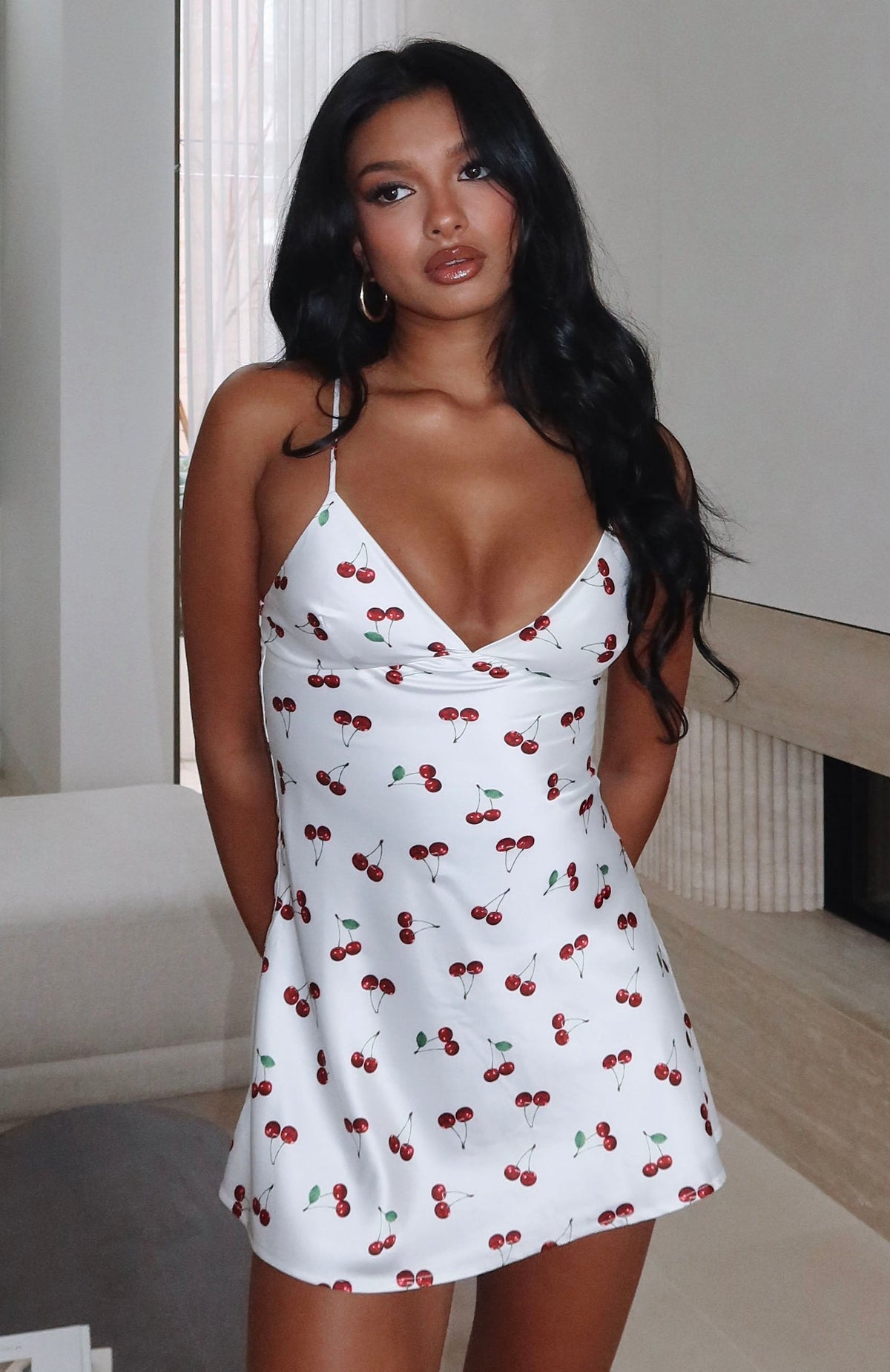 White Fox Let's Get Going Mini Dress Cherry