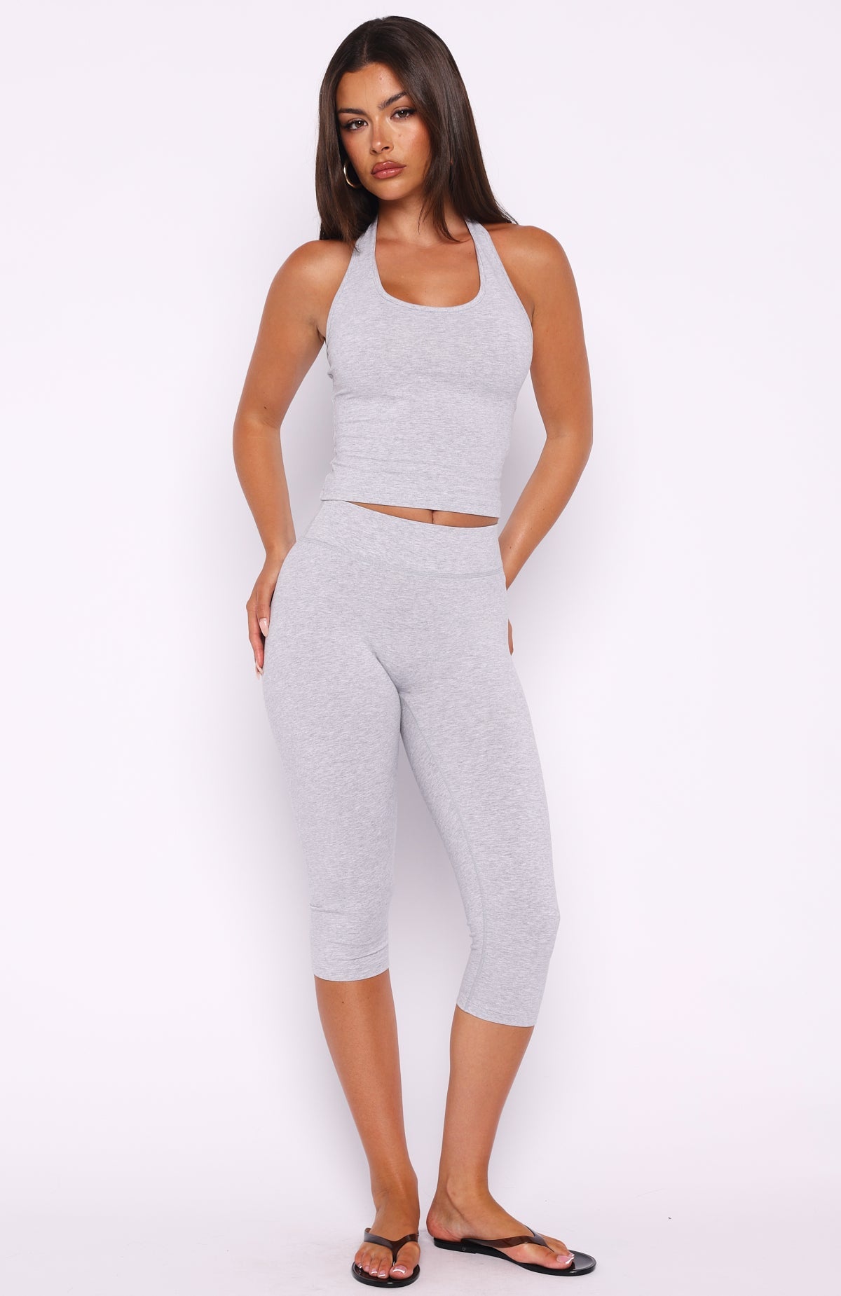 White Fox Focus On The Good Capri Pants Grey Marle