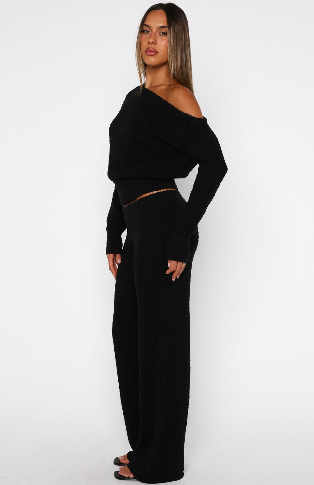 White Fox Please Be Mine Knit Pants Black