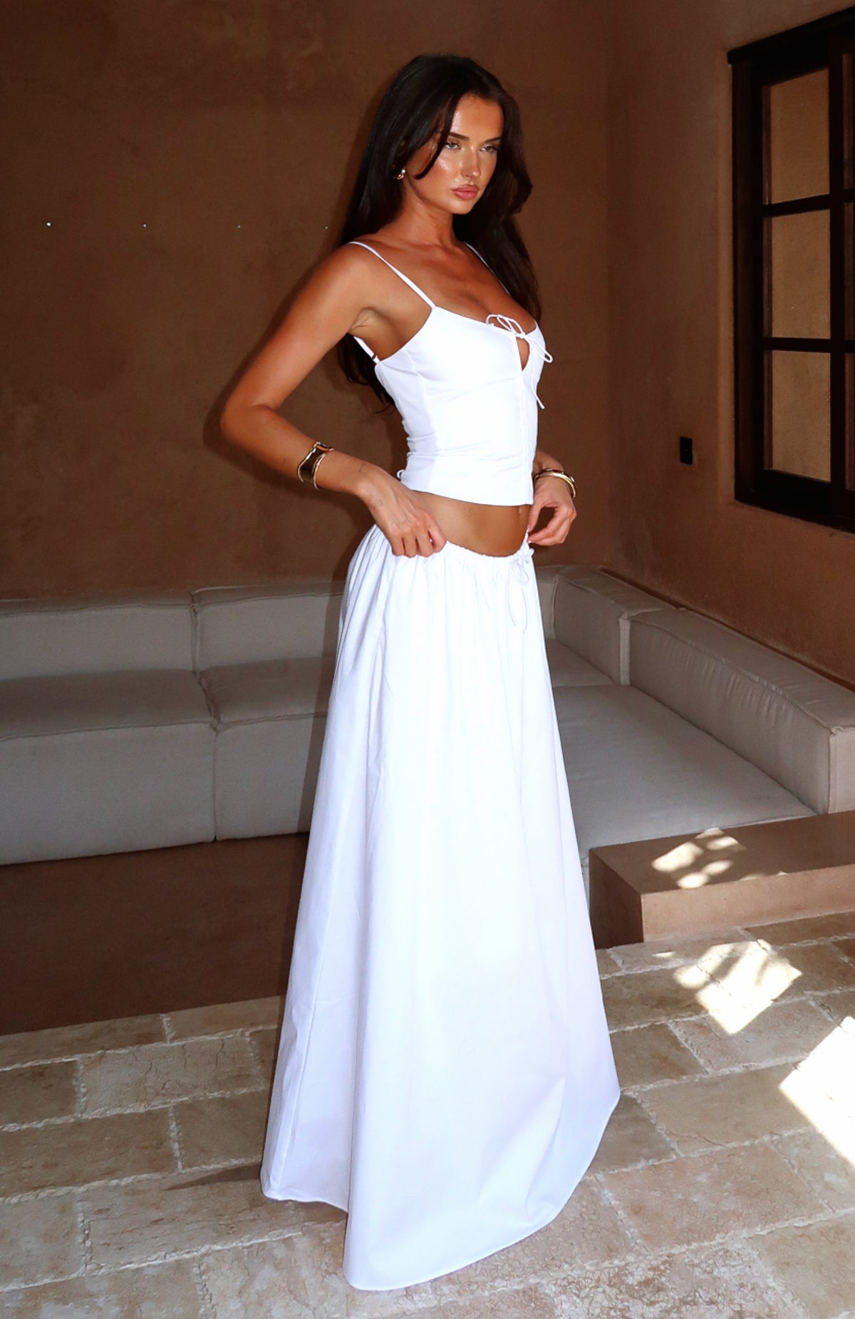White Fox I'm Too Shy Maxi Skirt White