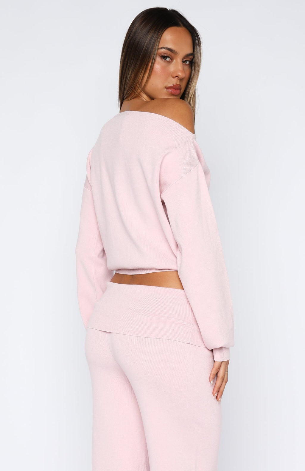White Fox Can't Find The Words Knit Sweater Pink