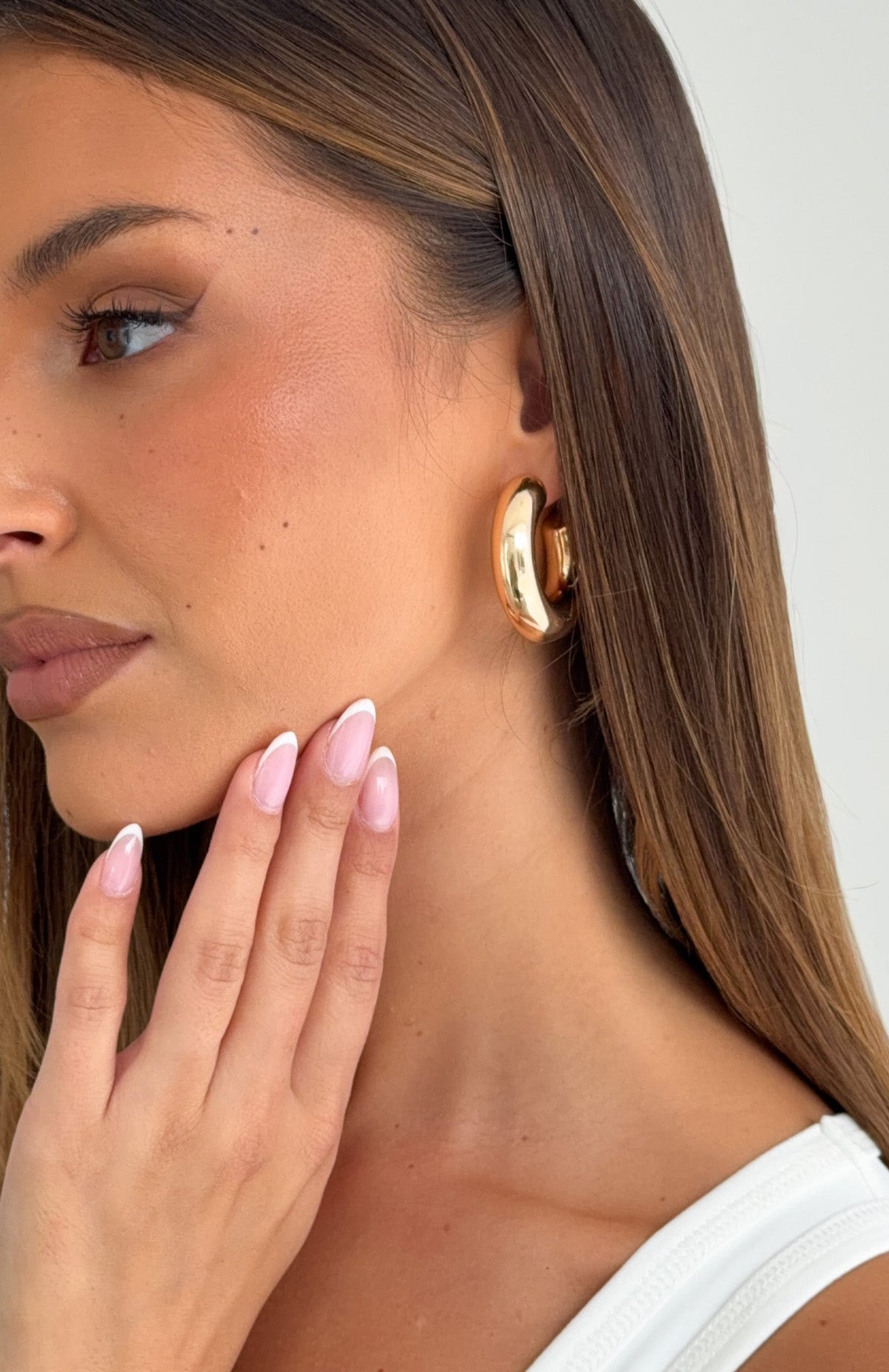 White Fox Sebastian Hoop Earrings Gold