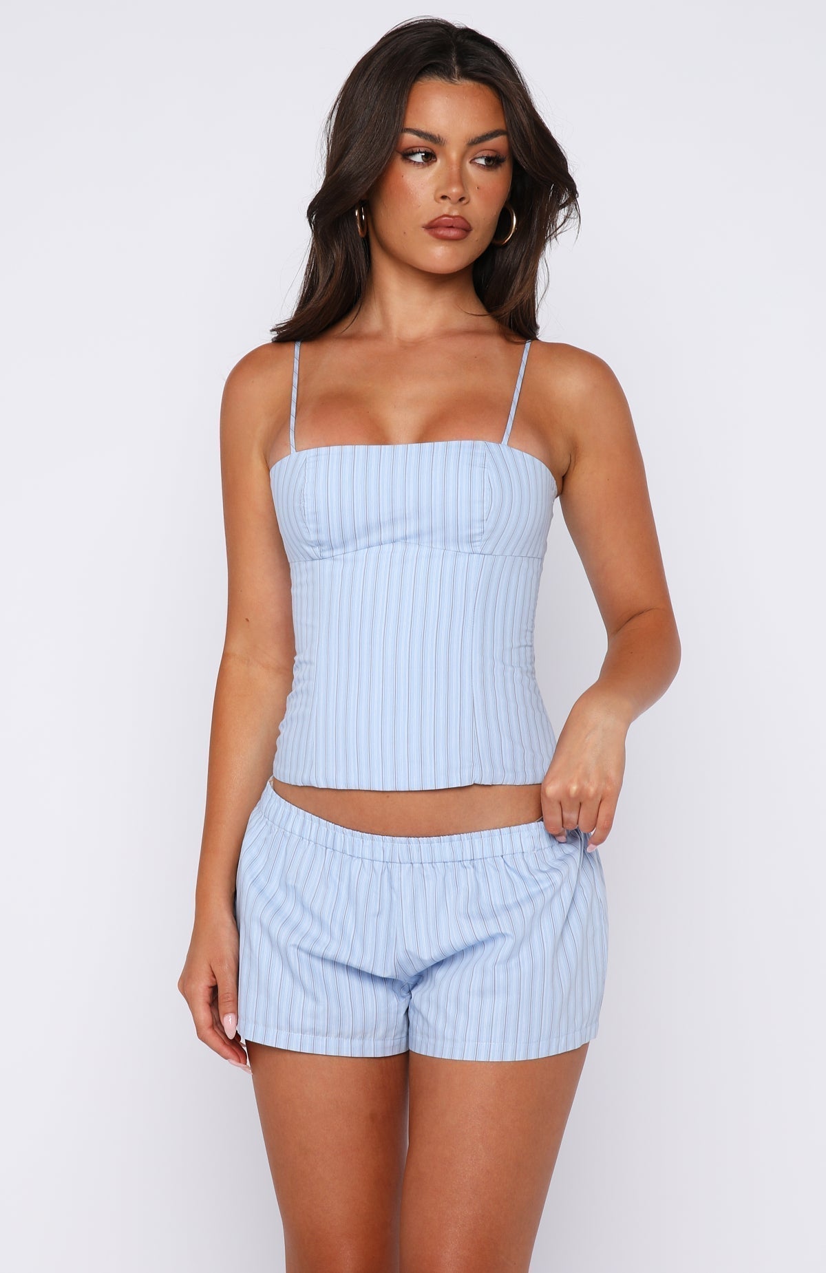 White Fox Born To Glow Shorts Blue Stripe