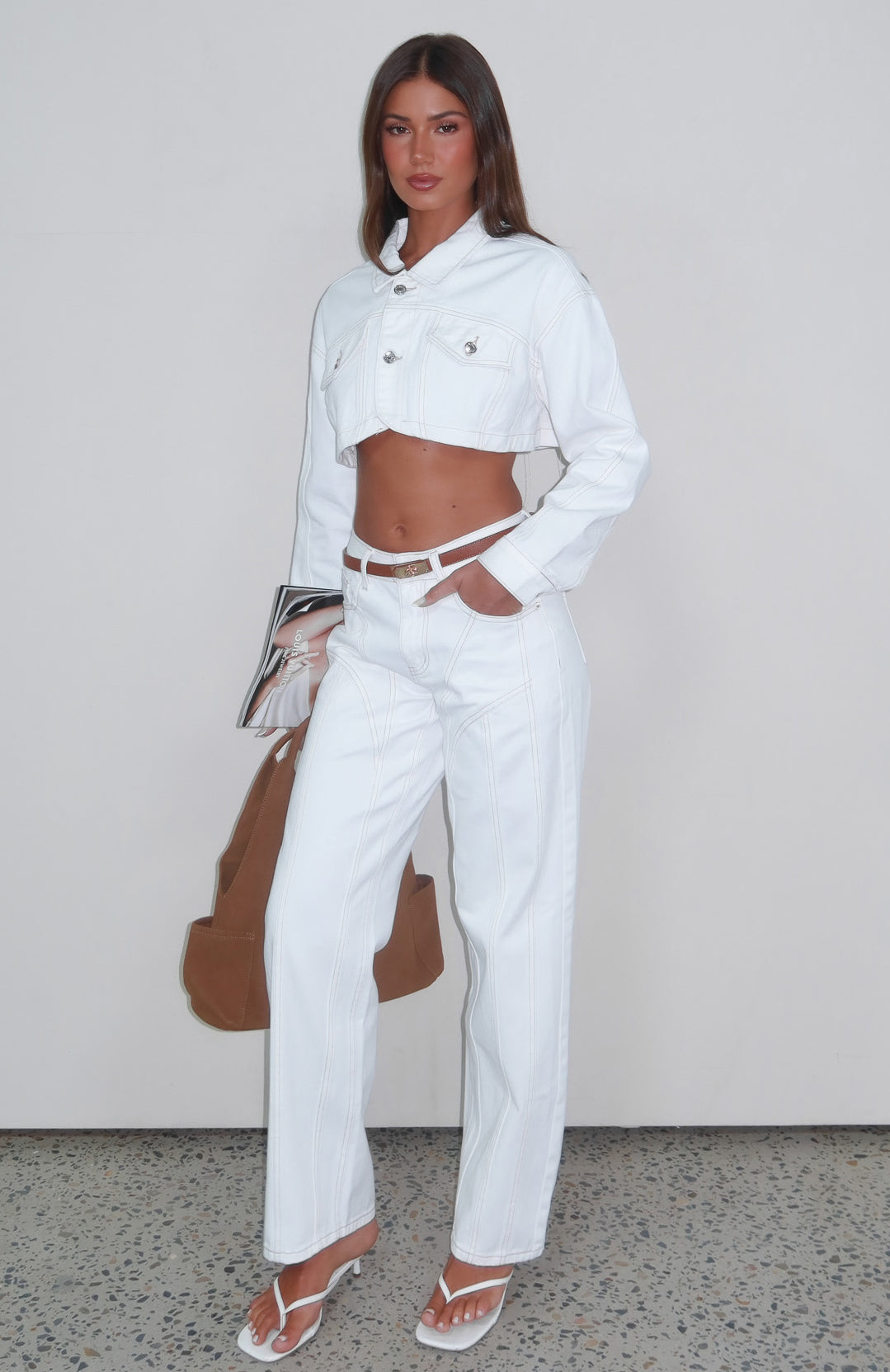 White Fox Did You Miss Me Mid Rise Straight Leg Jeans Off White