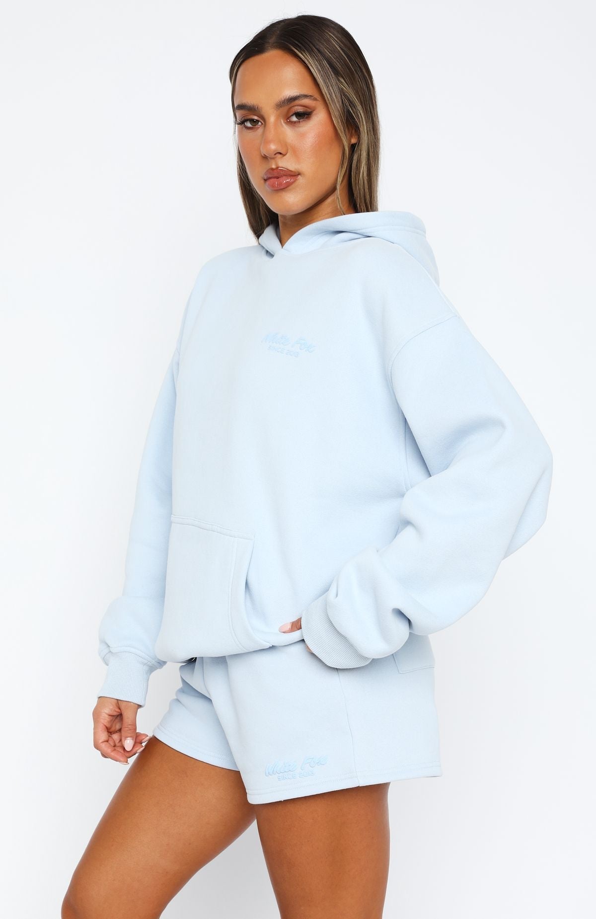 White Fox Leisure Edition Oversized Hoodie Baby Blue