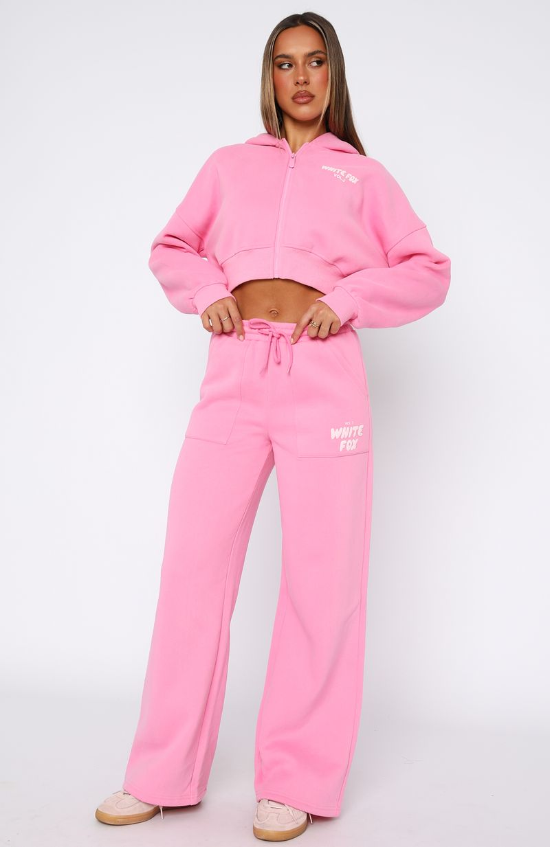 White Fox Offstage Wide Leg Sweatpants Bubblegum