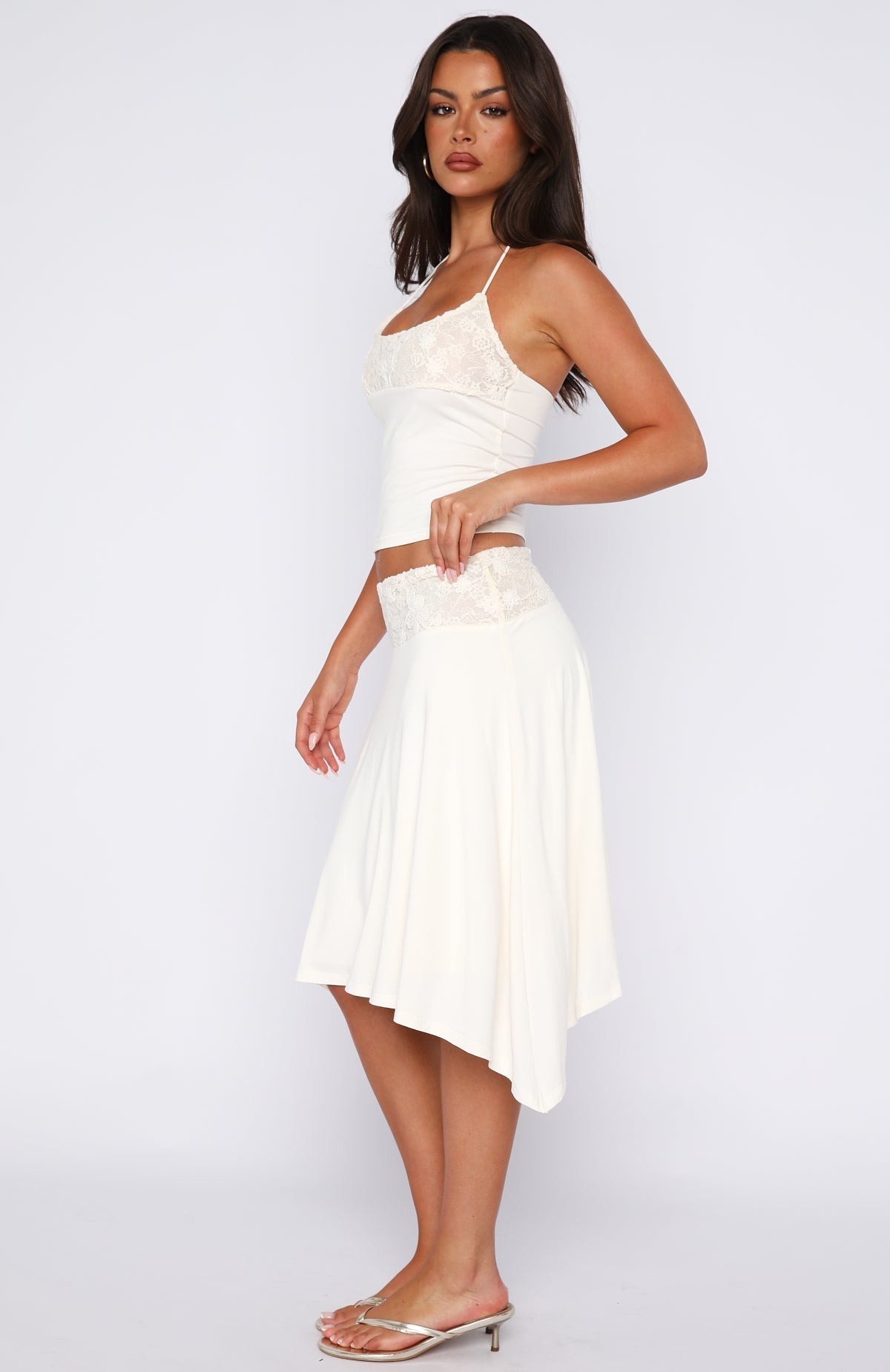 White Fox Cool Chaos Midi Skirt Off White