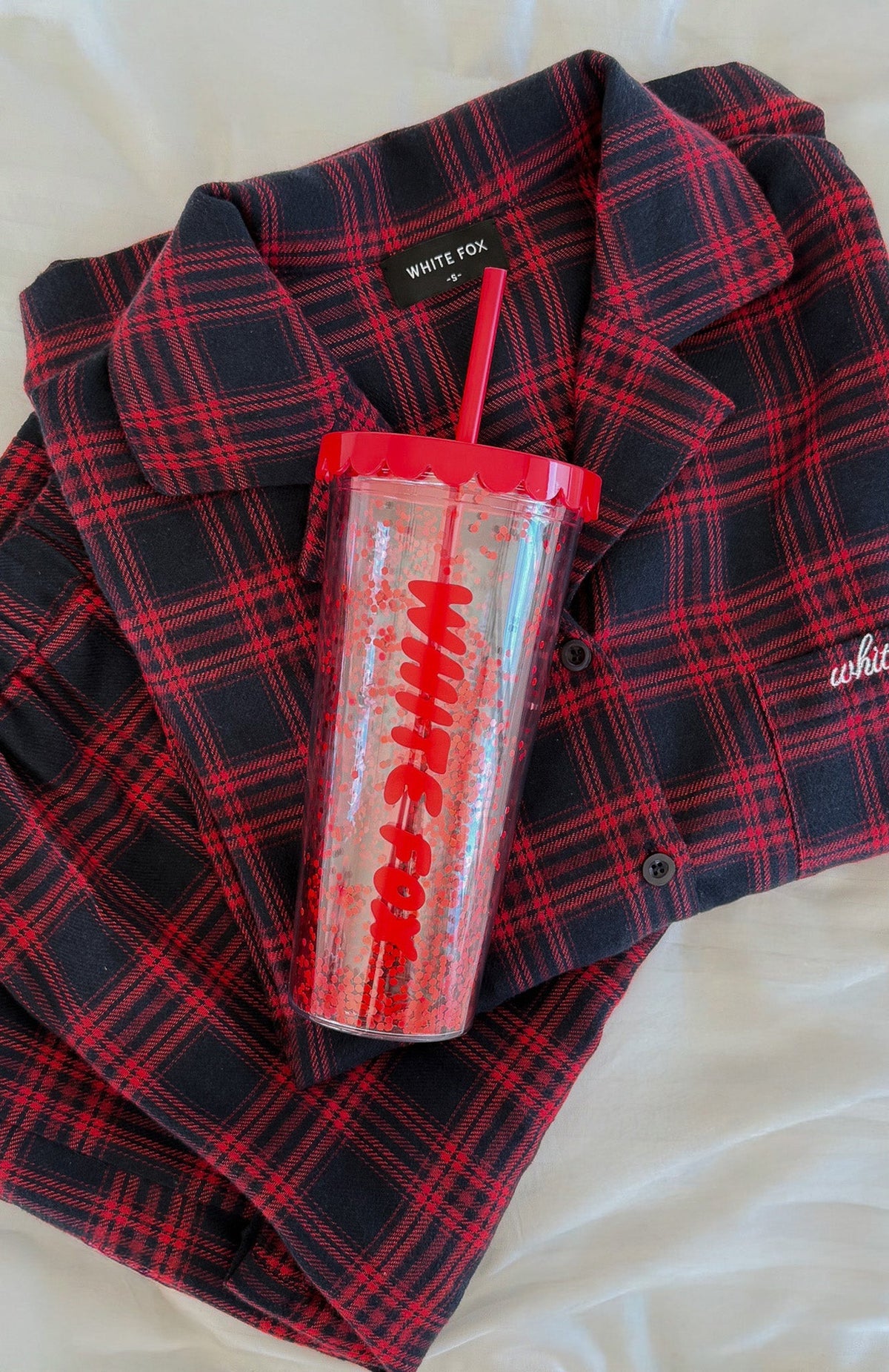 White Fox Kylen Tumbler 700ml Red Glitter