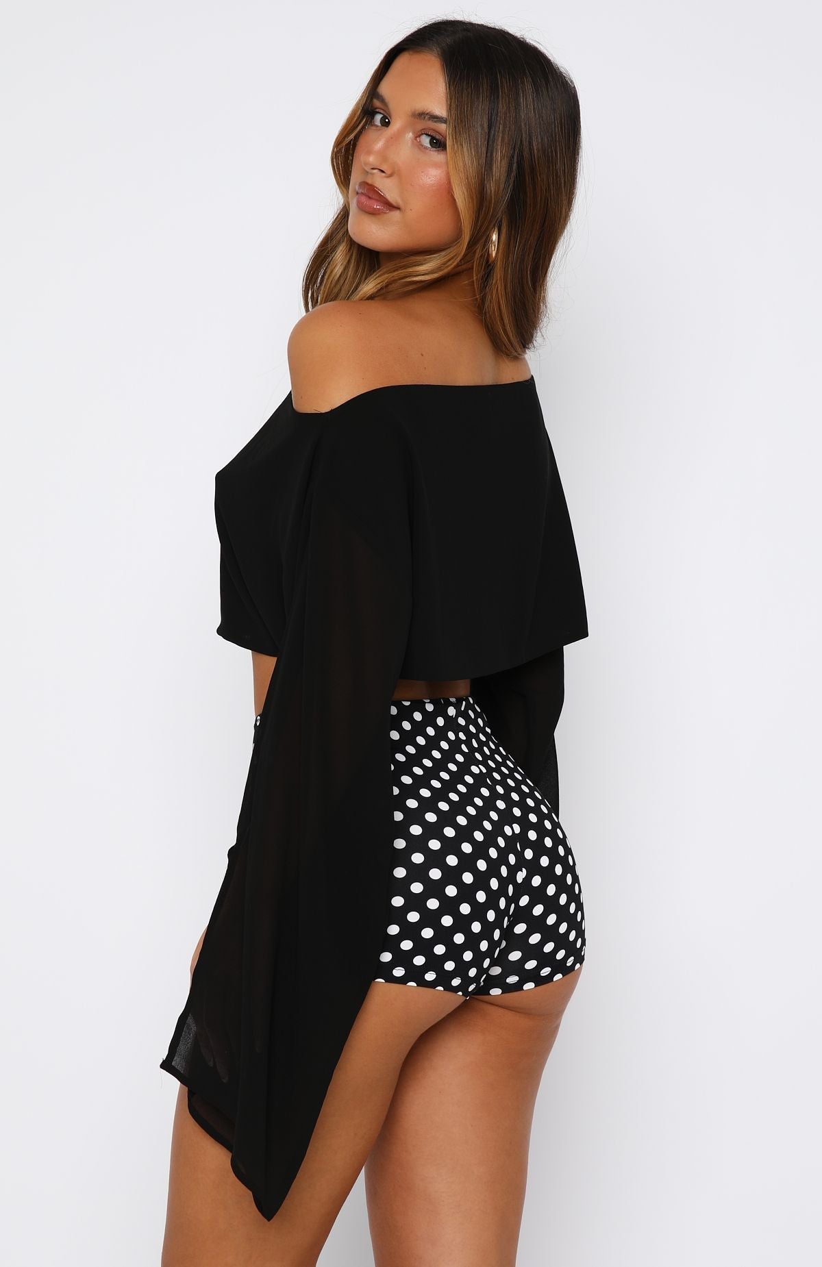 White Fox Desert Drifts Long Sleeve Top Black