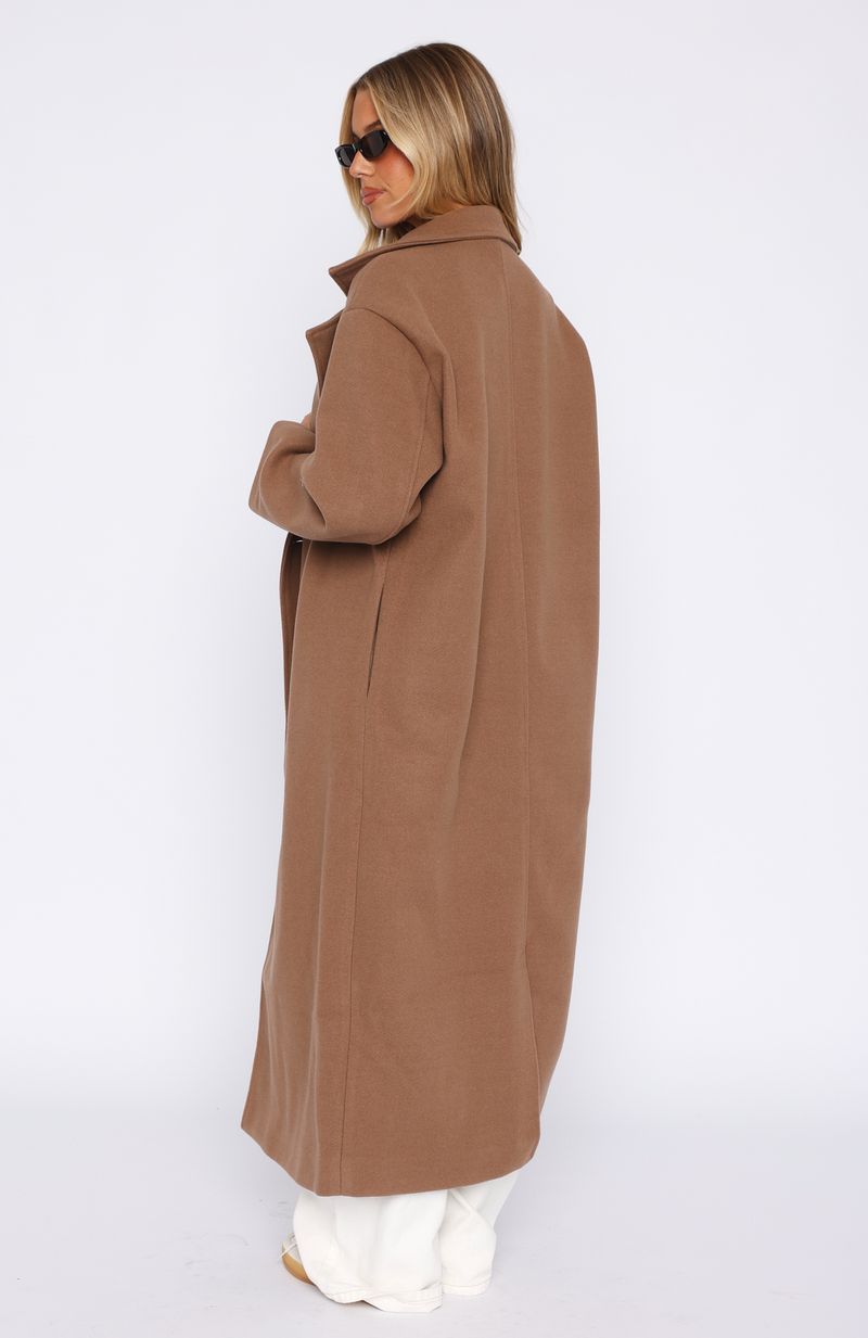 White Fox Modern Edge Oversized Coat Caramel