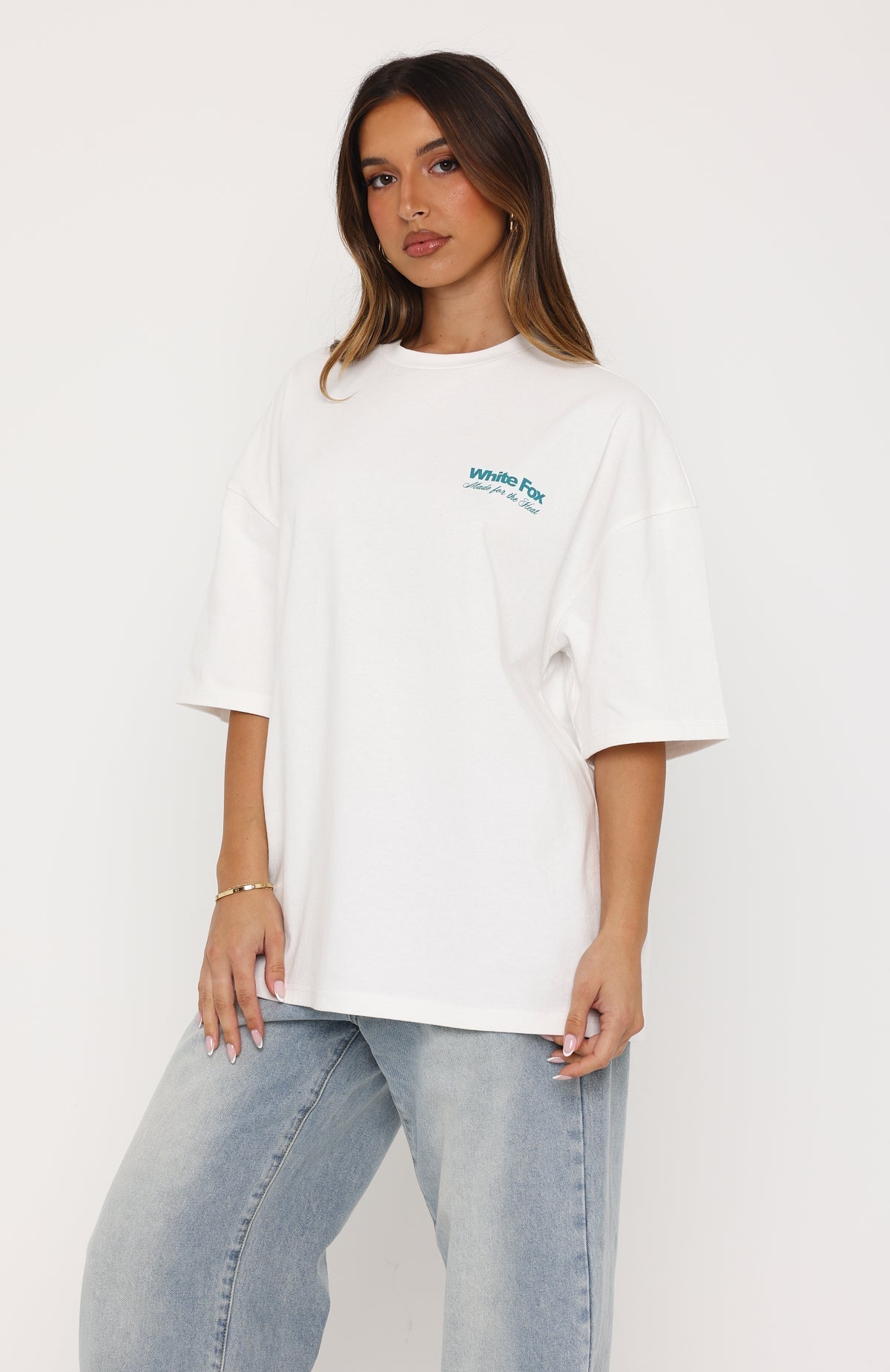 White Fox Made For The Heat Oversized Tee White