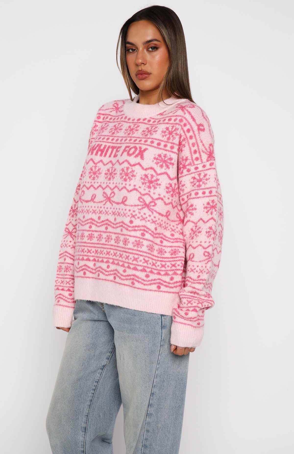 White Fox Arctic Fire Knit Sweater Baby Pink