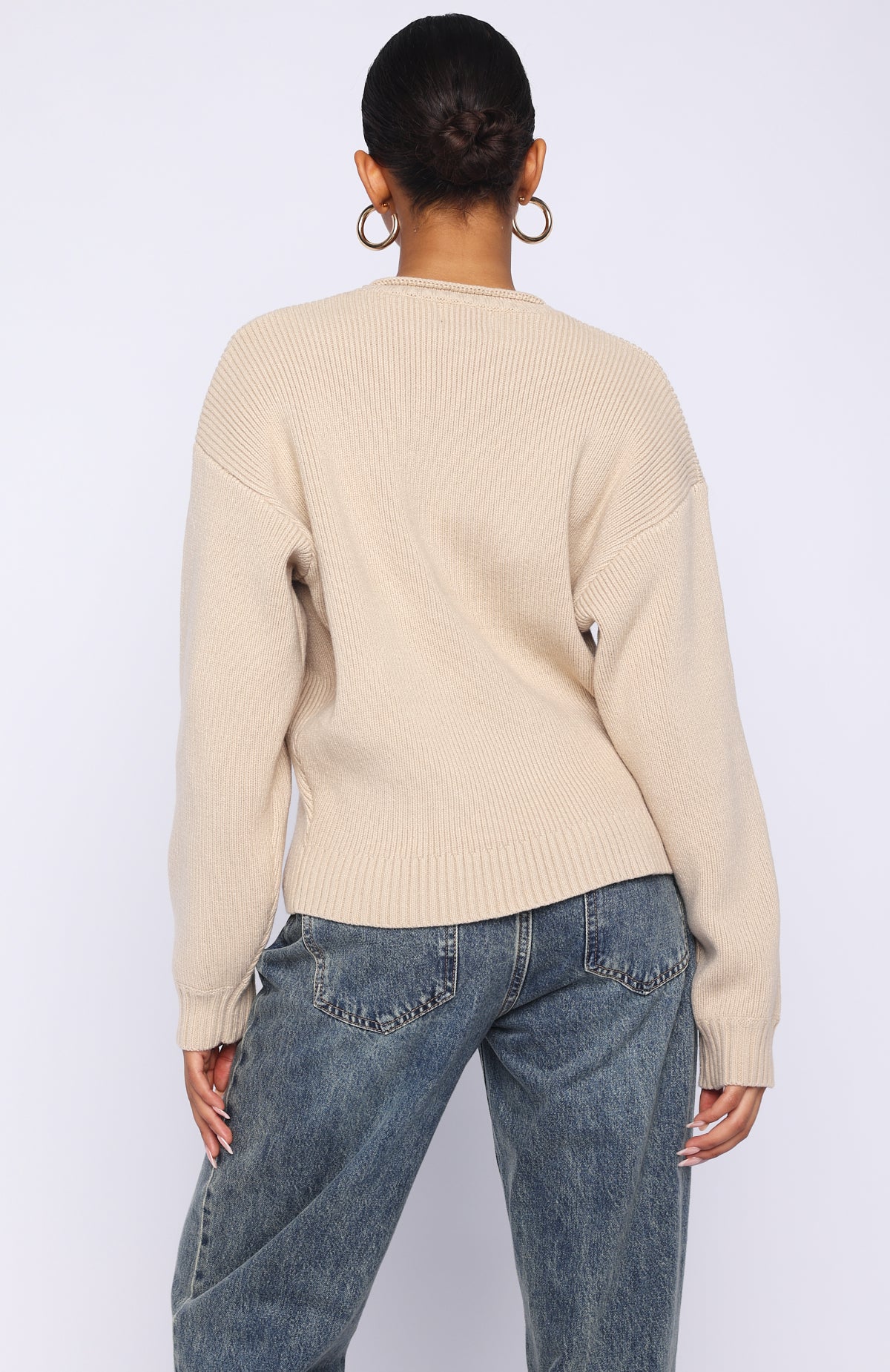 White Fox Snow Dreams Knit Sweater Oat