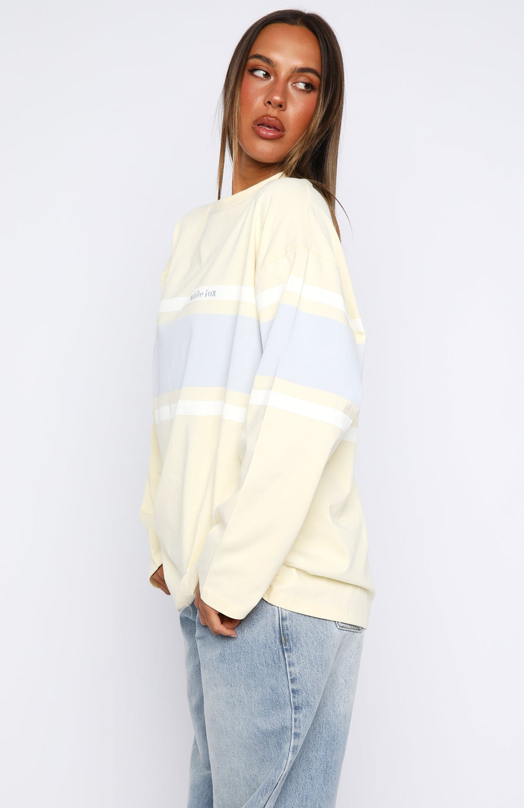 White Fox Bad Timing Oversized Long Sleeve Tee Lemon