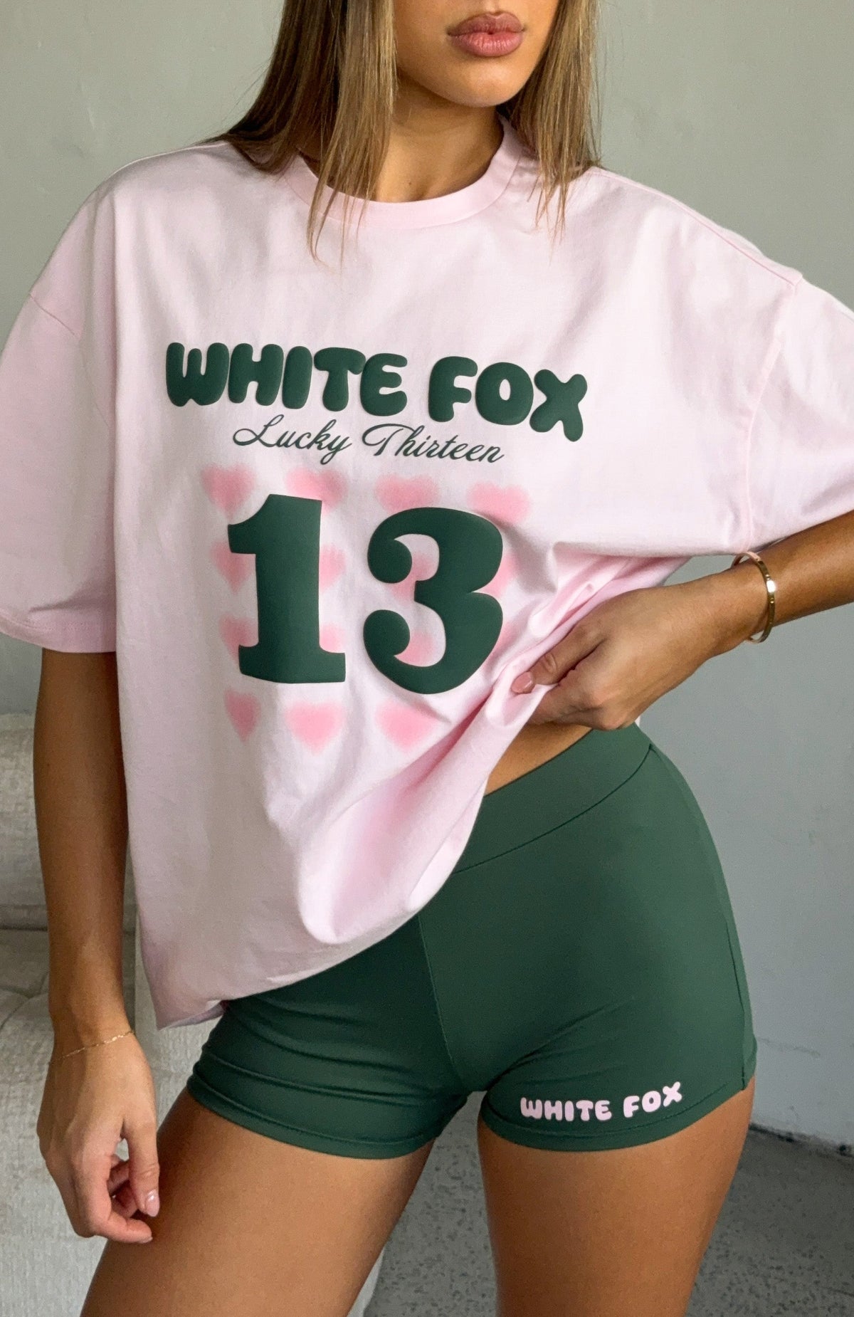White Fox Lucky Thirteen Charise Oversized Tee Soft Pink