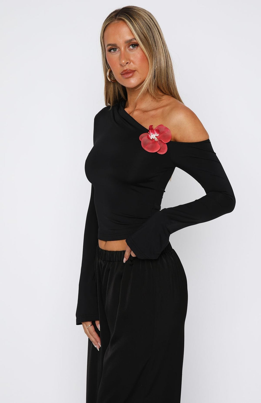 White Fox Said So Long Sleeve Top Black