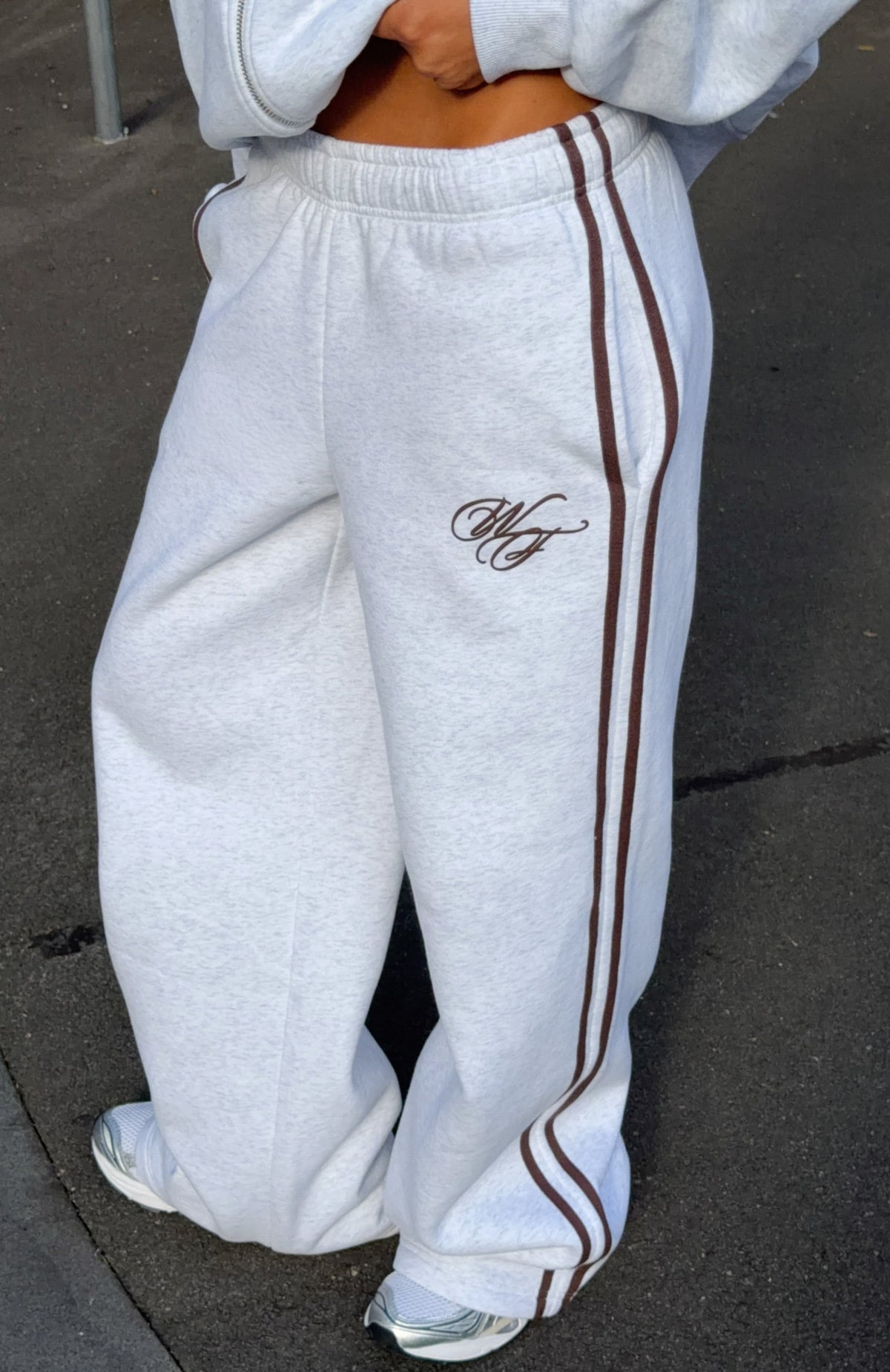 White Fox Studio 17 Raven Wide Leg Sweatpants Grey Marle