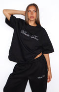 White Fox Make It Or Break It Oversized Tee Black