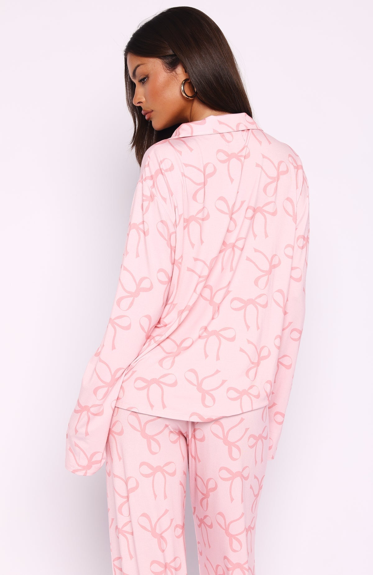 White Fox Pillow Talk Printed Long Sleeve Pyjama Set Posy Bow
